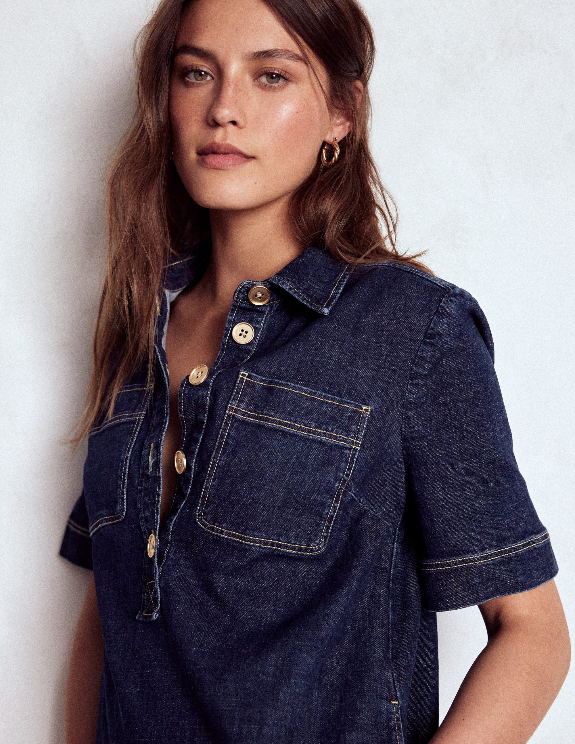 Zia Pocket Shift Dress-Dark Indigo - Image 2