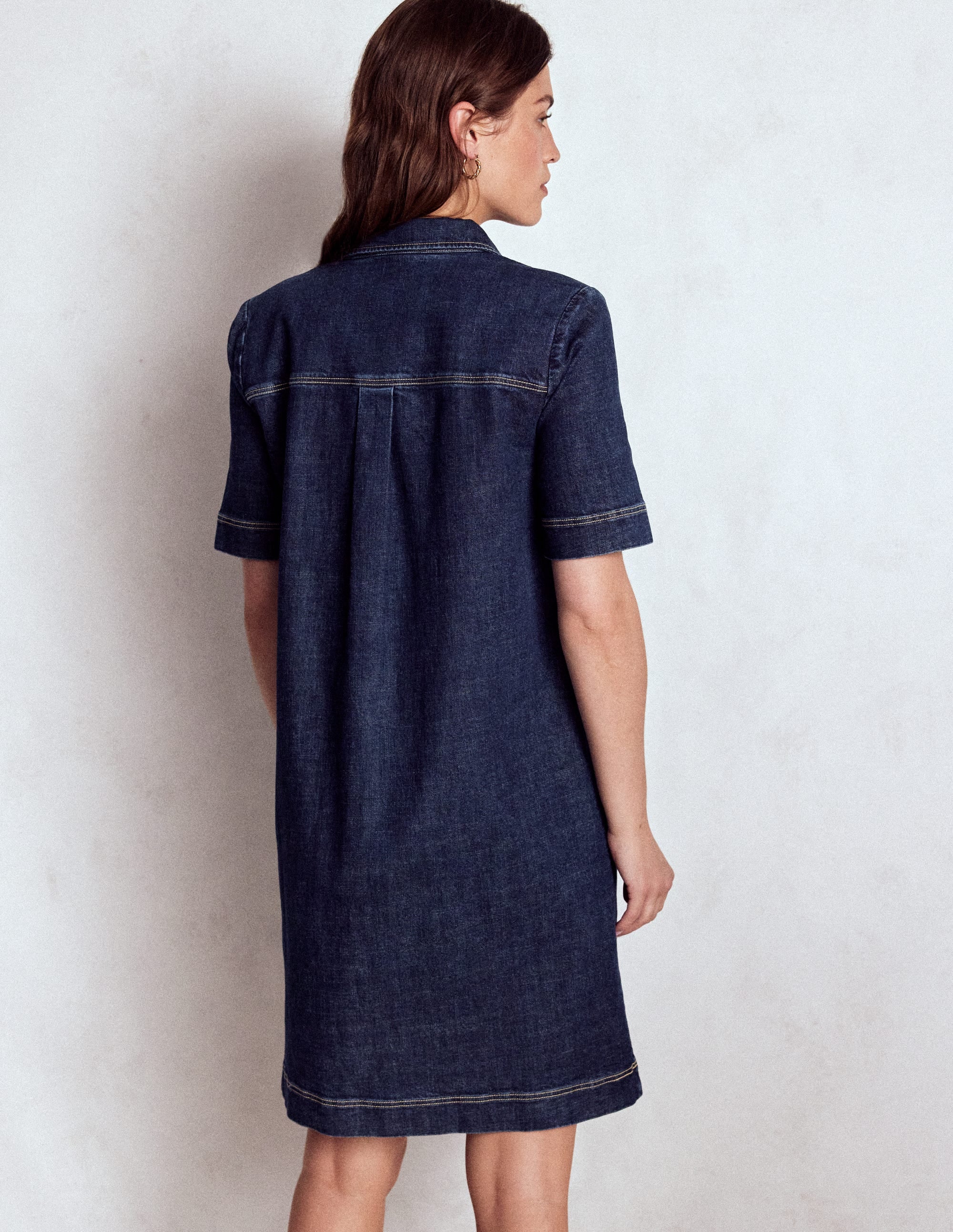 Zia Pocket Shift Dress-Dark Indigo - Image 3