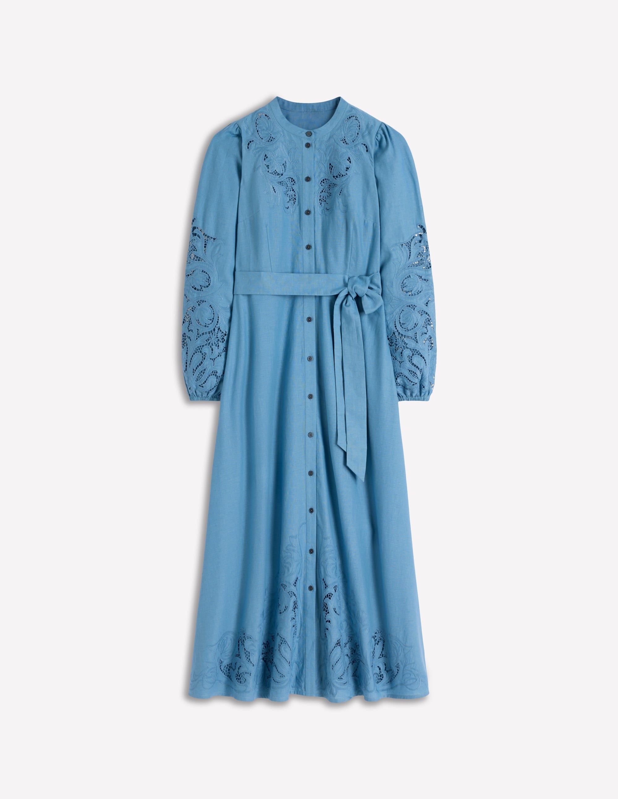 Mae Linen Blend Shirt Dress-Blue Heaven - Image 5