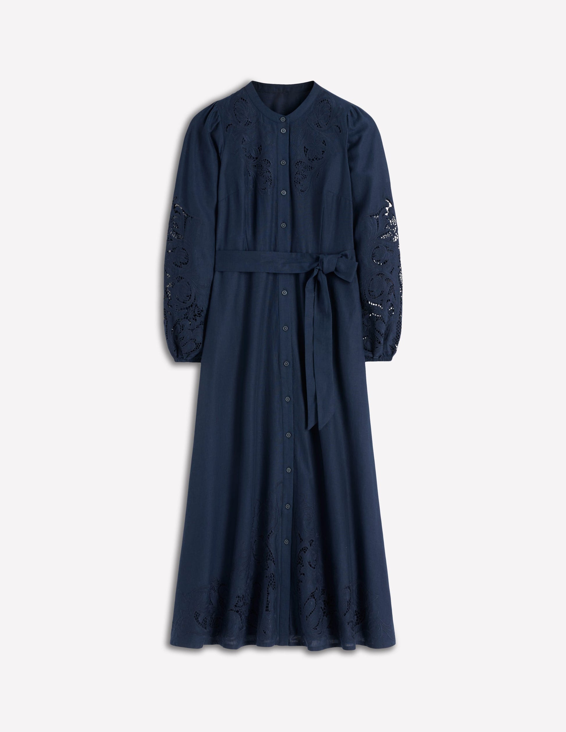 Mae Linen Blend Shirt Dress-Navy-6