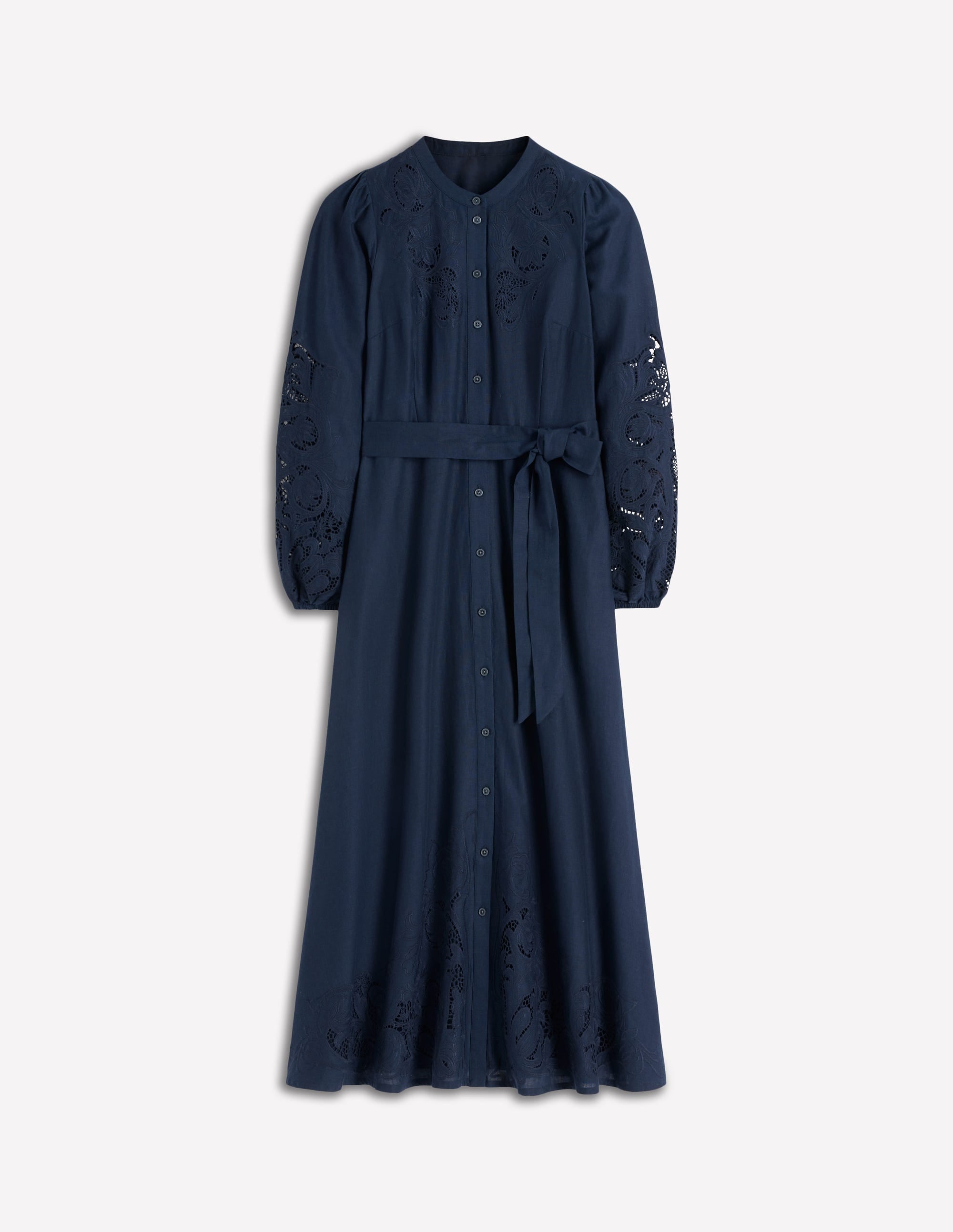 Mae Linen Blend Shirt Dress-Navy - Image 6