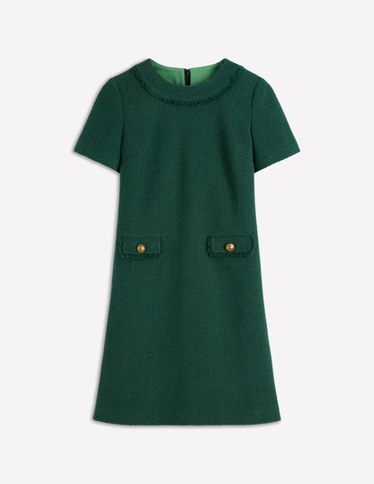 Evita Cotton Shift Dress-Hunter Green-5