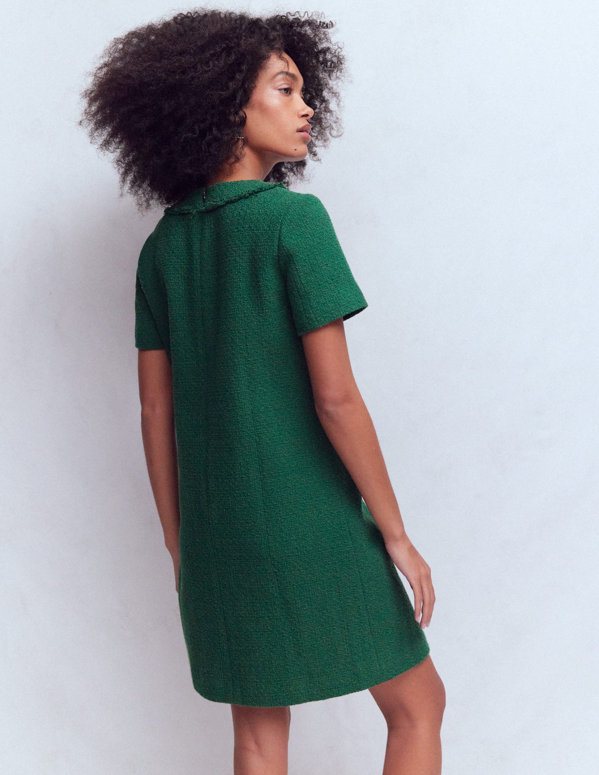 Evita Cotton Shift Dress-Dark Green - Image 3