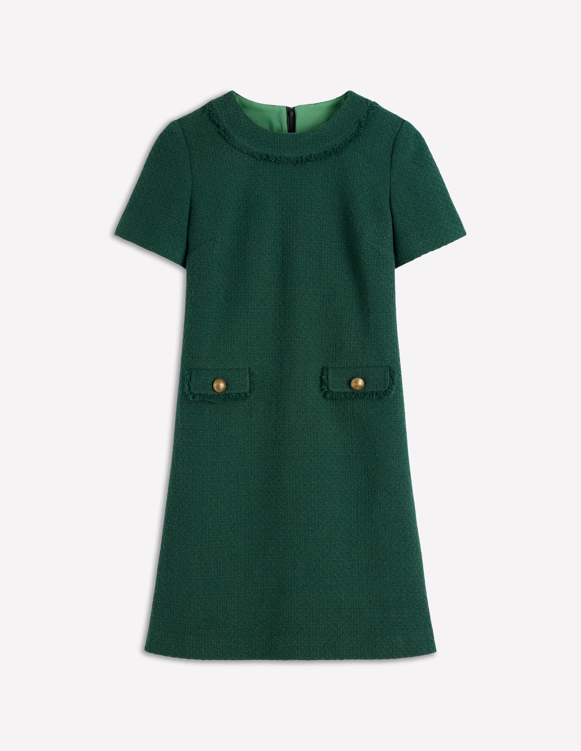 Evita Cotton Shift Dress-Dark Green - Image 5