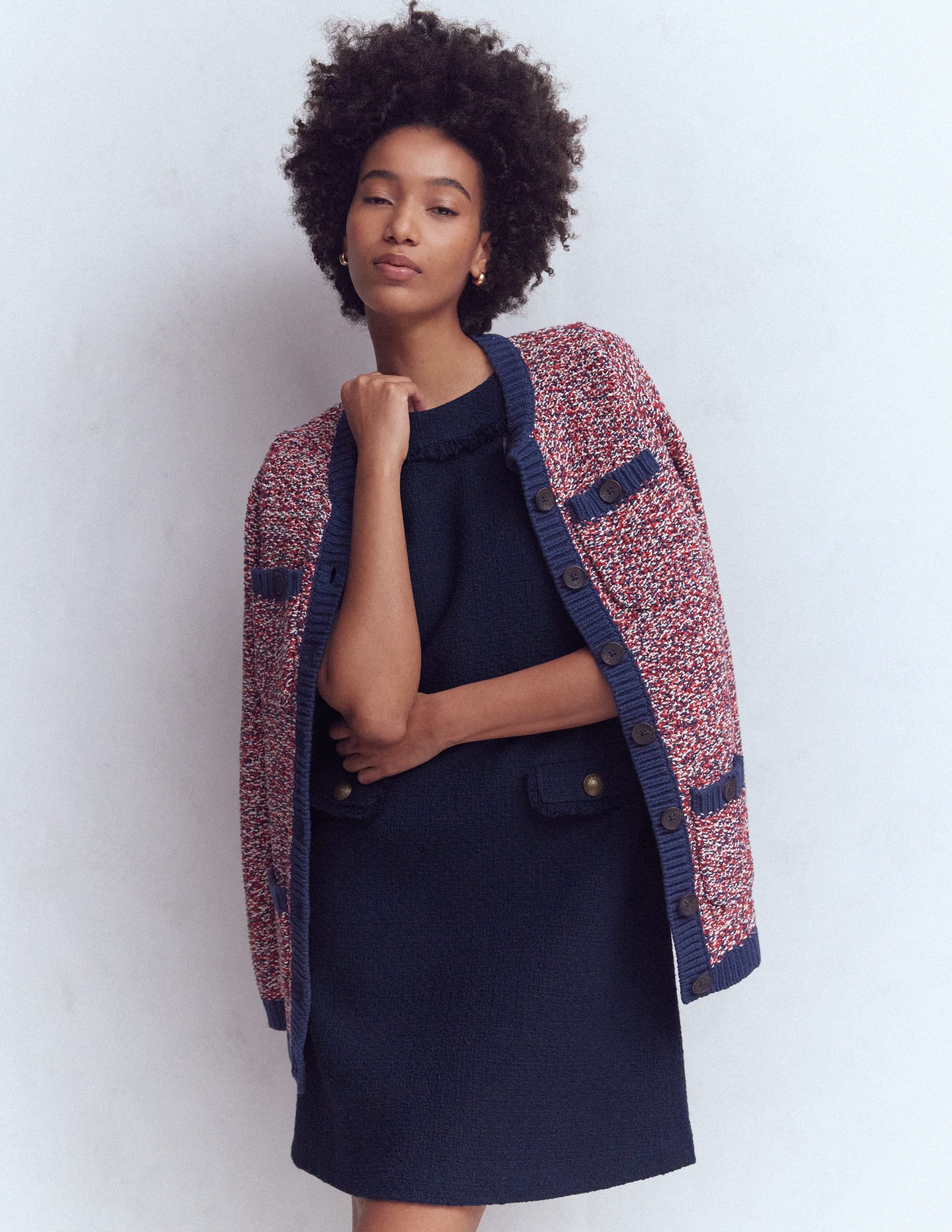 Evita Cotton Shift Dress-Navy - Image 1