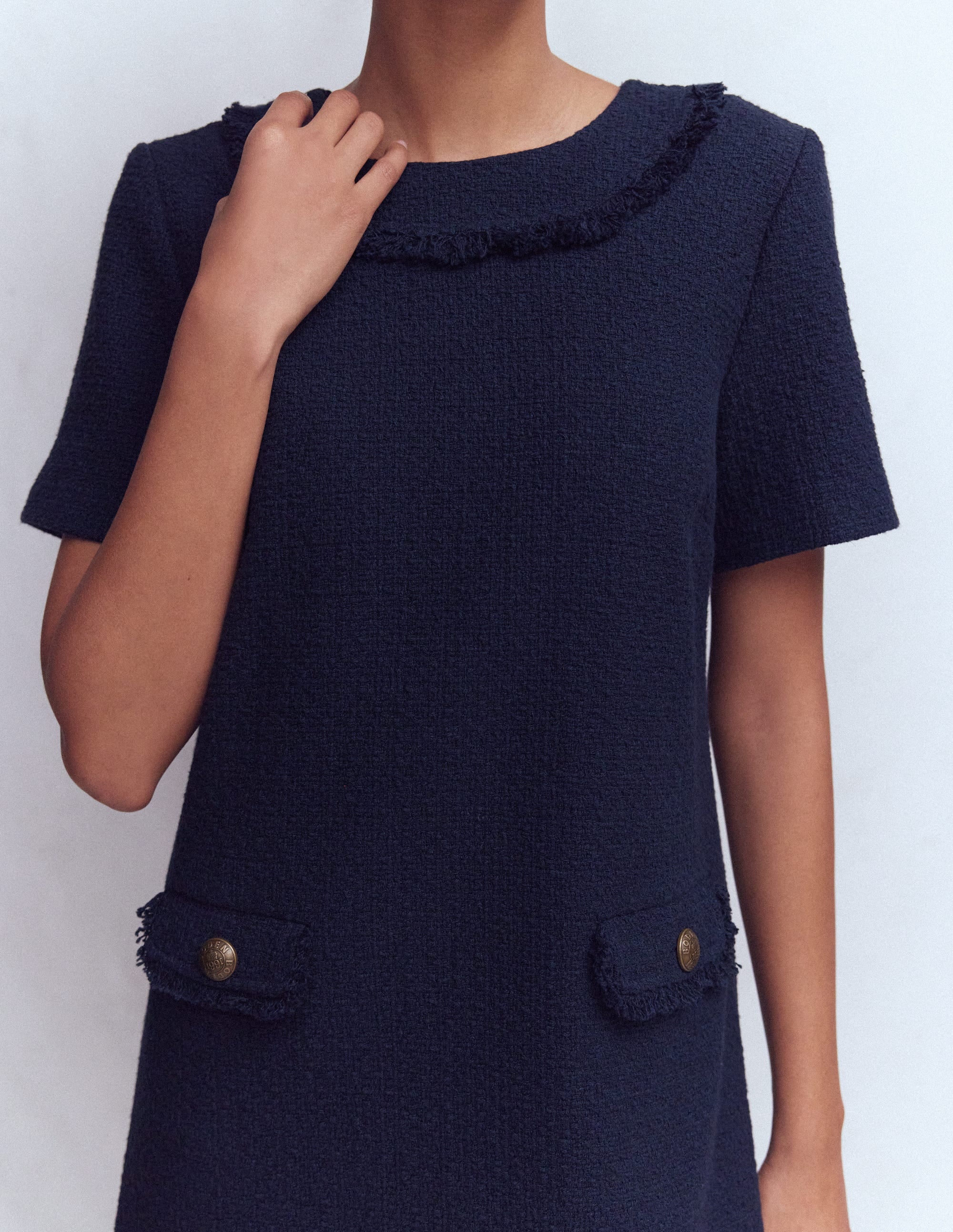 Evita Cotton Shift Dress-Navy - Image 2