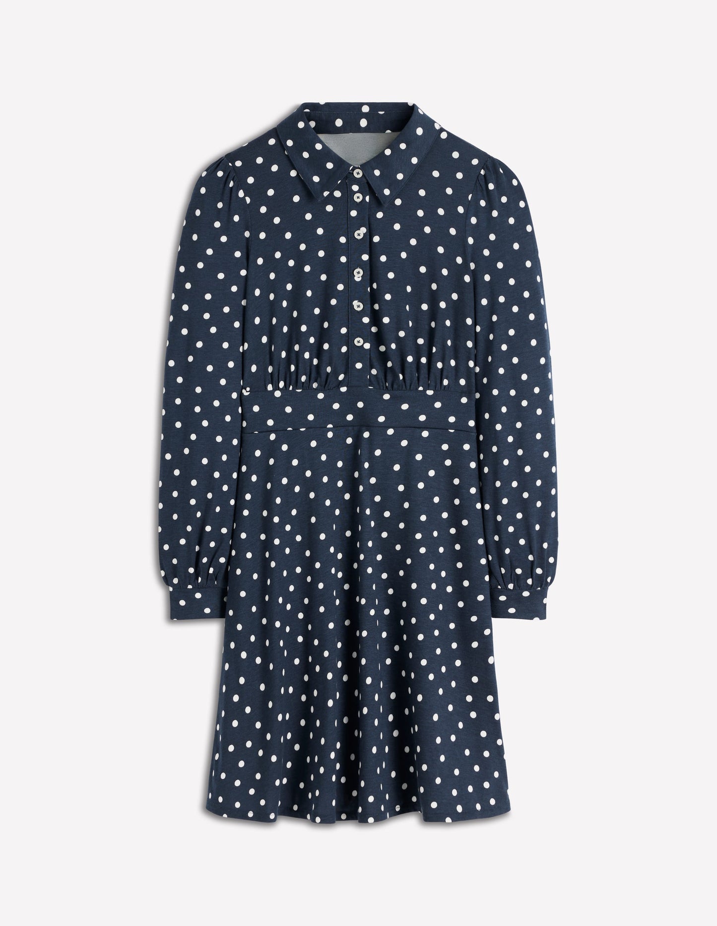 Orla Short Jersey Shirt Dress-French Navy, Painted Dot
