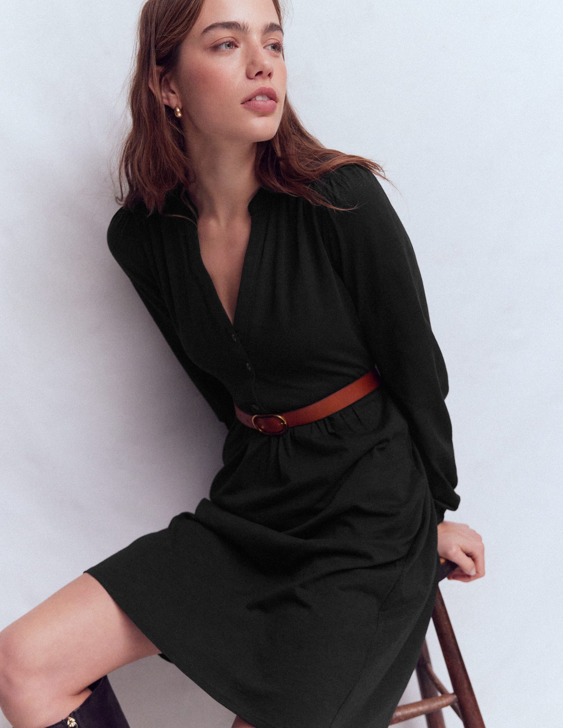 Amy Short Jersey Dress-Black-1