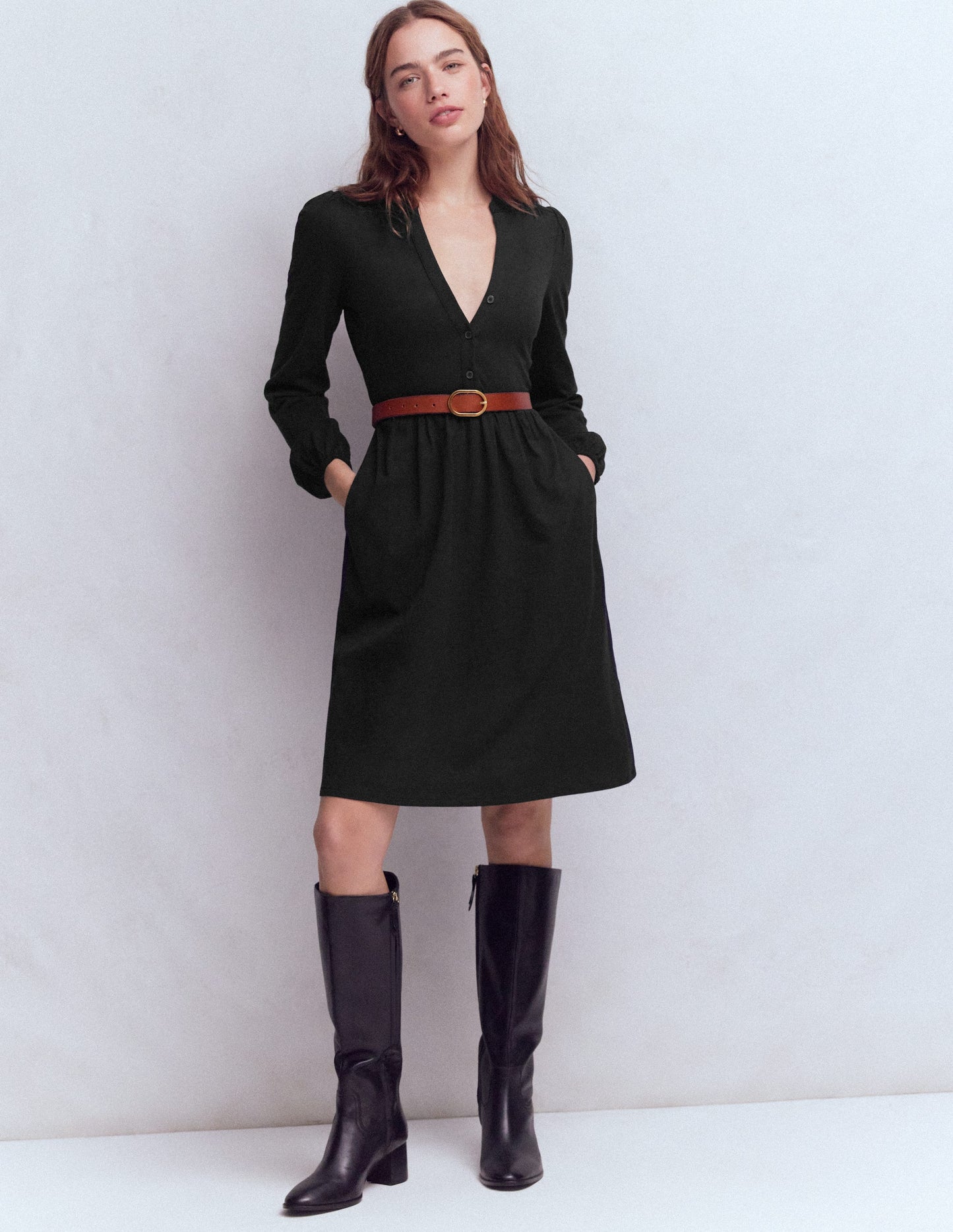 Amy Short Jersey Dress-Black