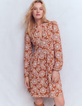 Amy Short Jersey Dress-Brown, Decorative Blossom