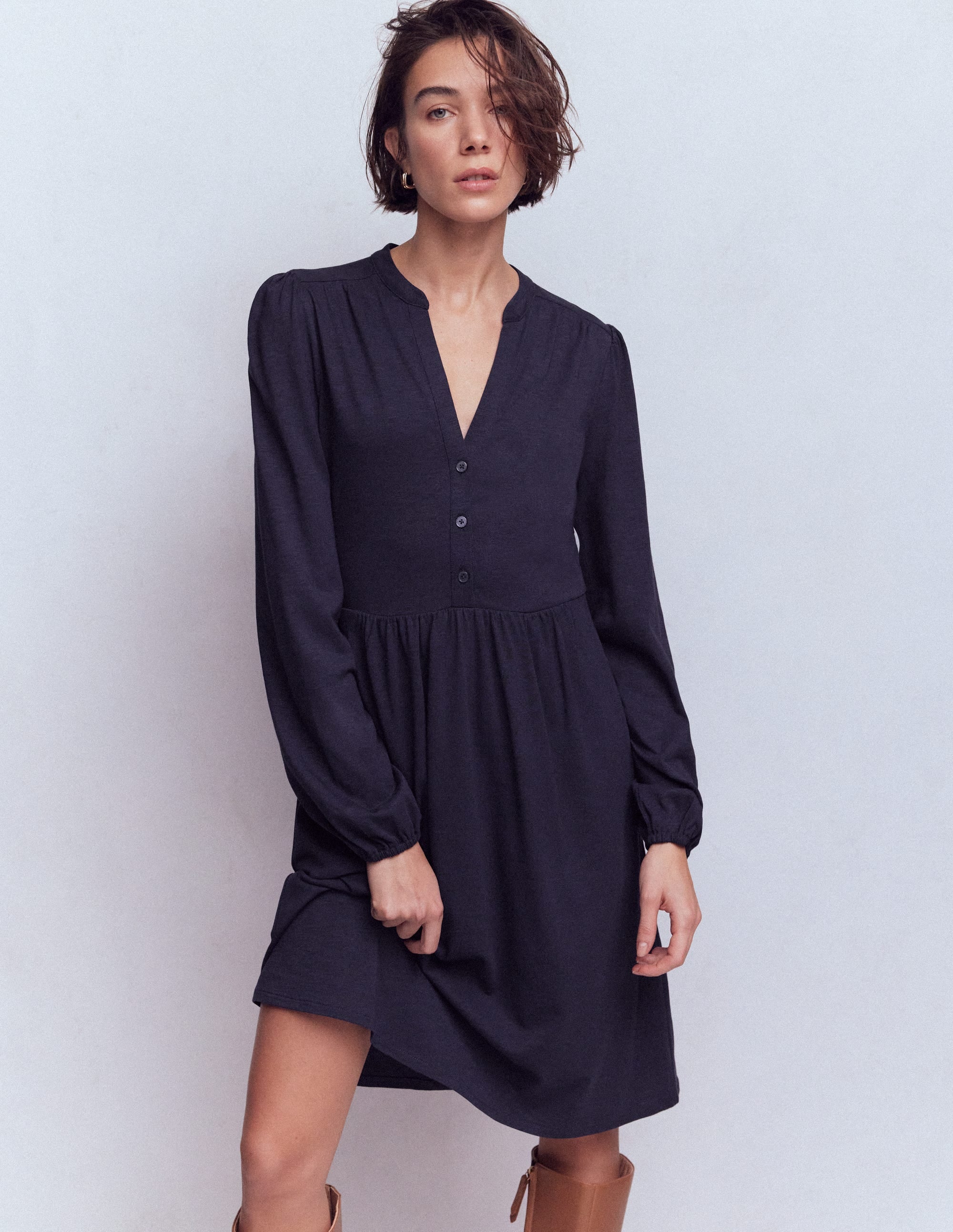 Amy Short Jersey Dress-Navy - Image 1