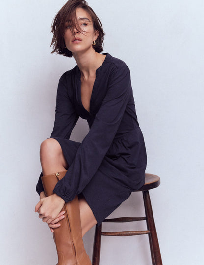 Amy Short Jersey Dress-Navy-4