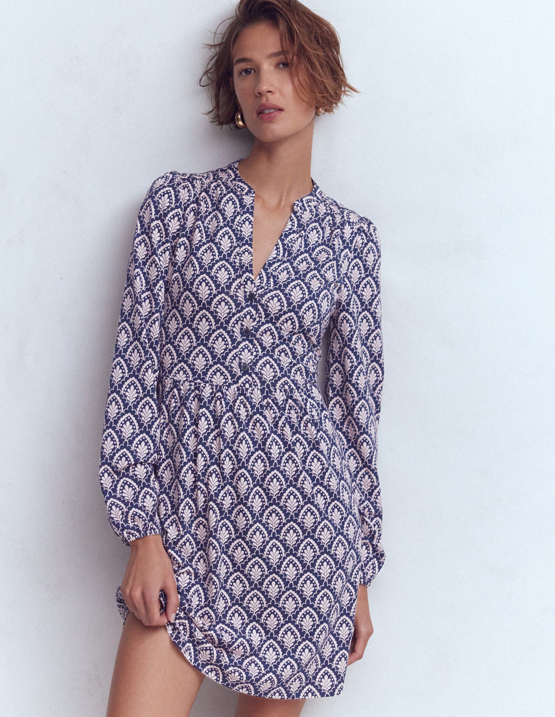 Amy Short Jersey Dress-French Navy, Petal Terrace-1