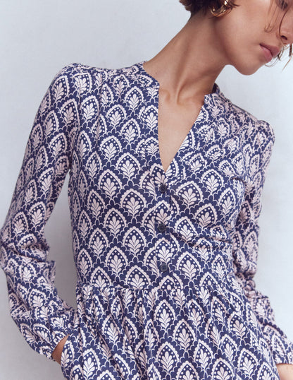 Amy Short Jersey Dress-French Navy, Petal Terrace-2