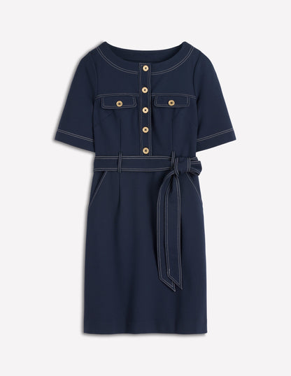 Bria Ponte Shift Dress-Navy-5