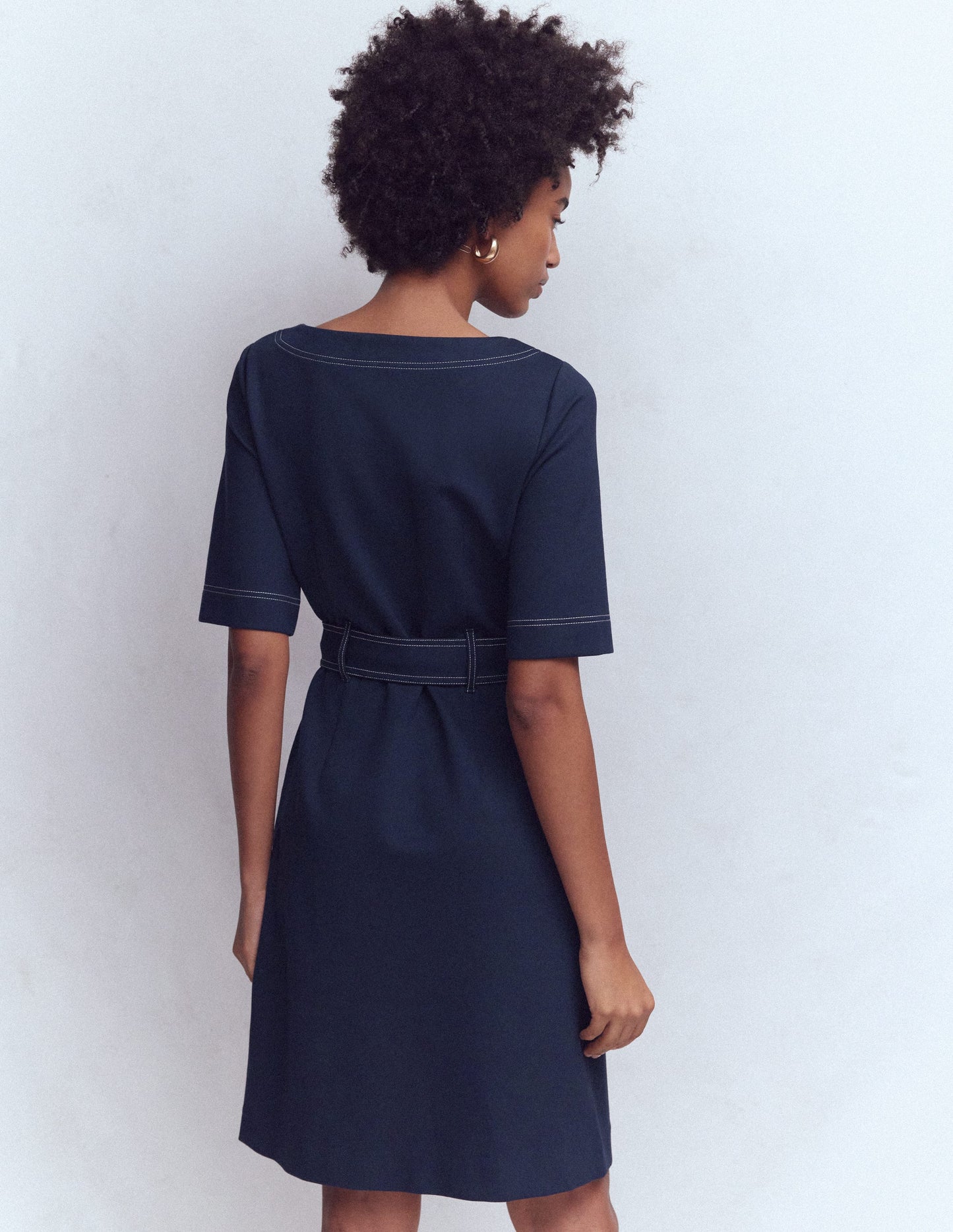 Bria Ponte Shift Dress-Navy
