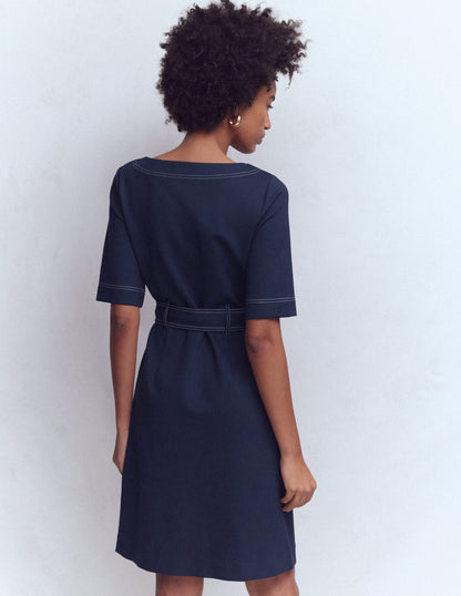 Bria Ponte Shift Dress-Navy-3