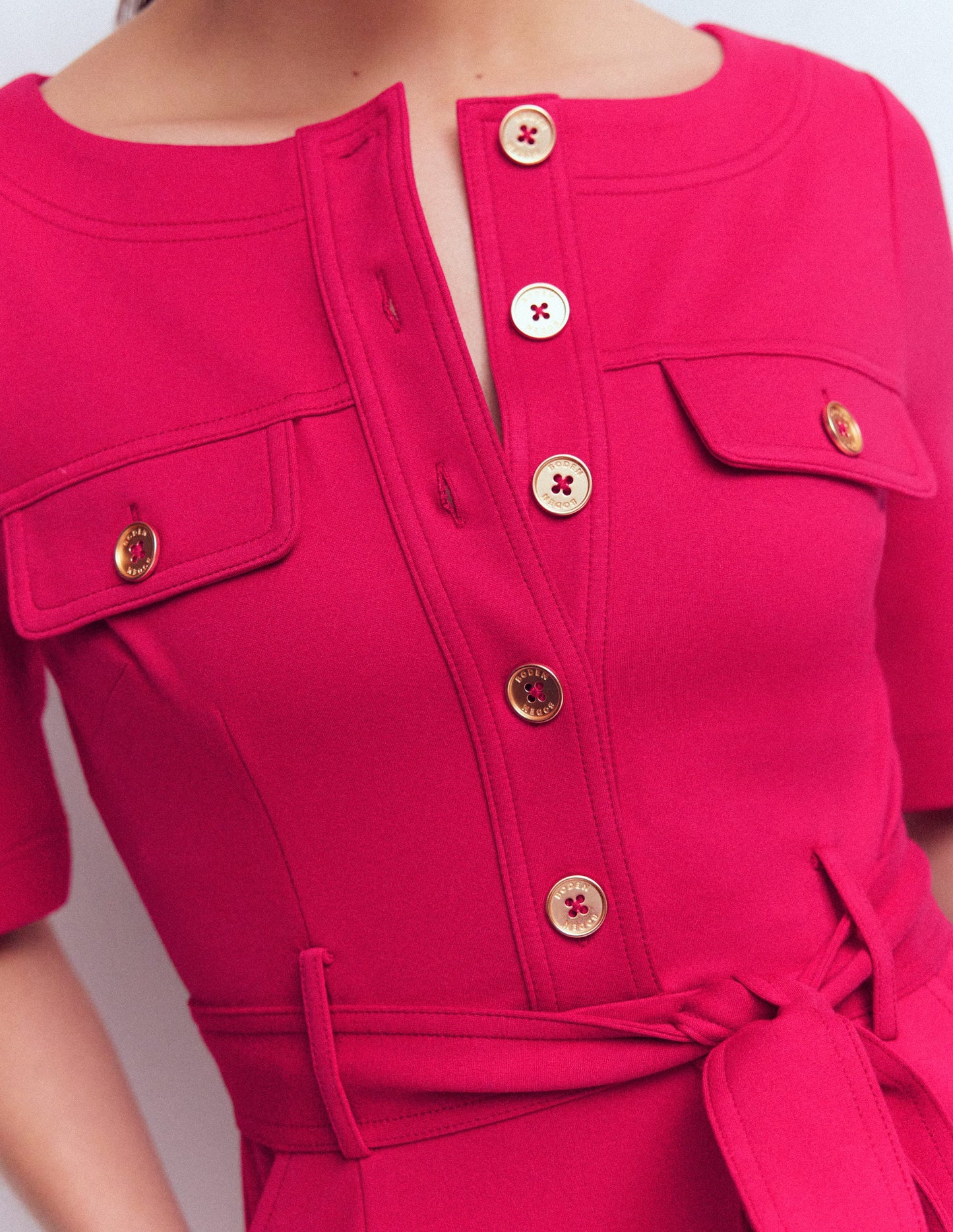 Bria Ponte Shift Dress-Pomegranate