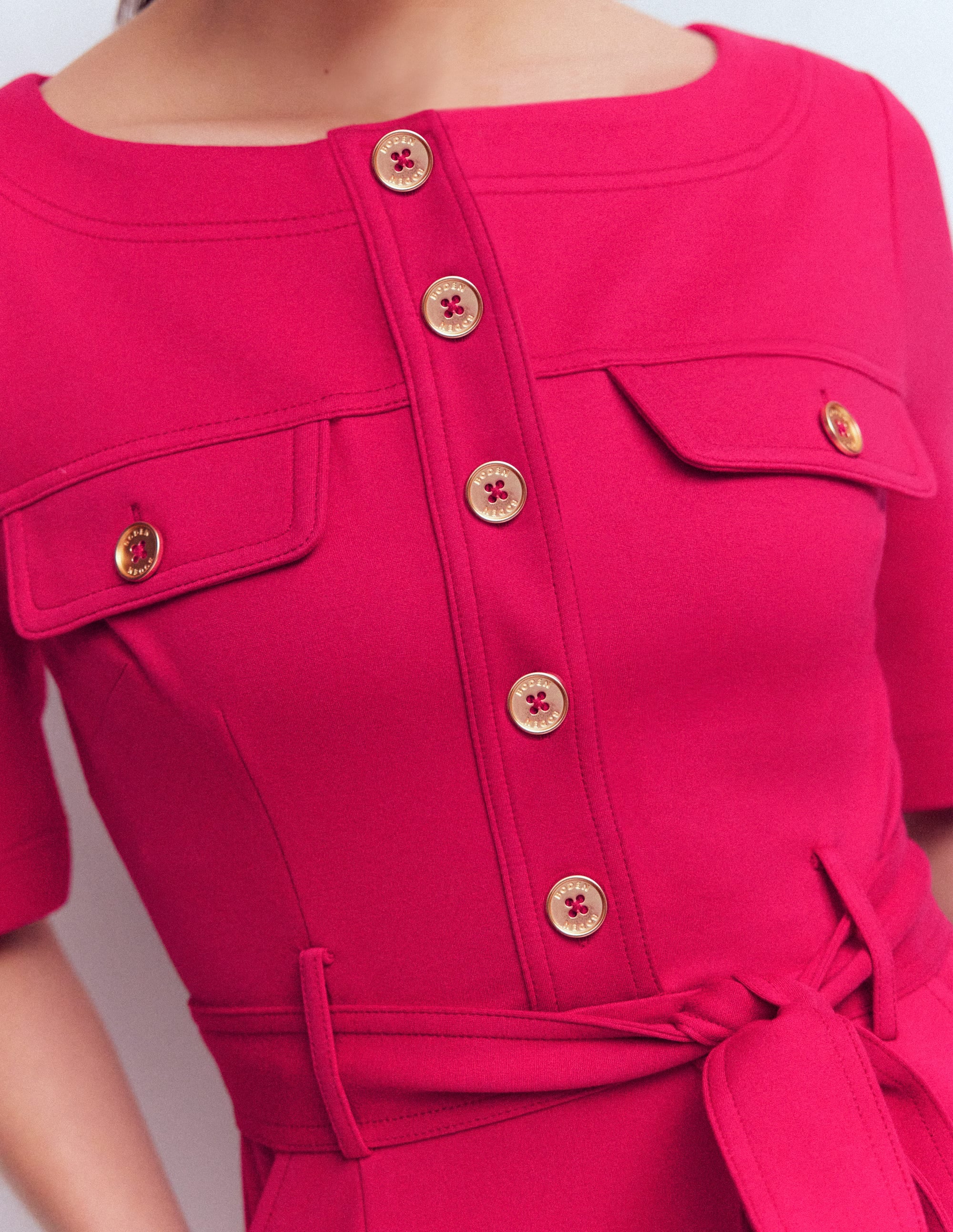 Bria Ponte Shift Dress-Pomegranate - Image 2
