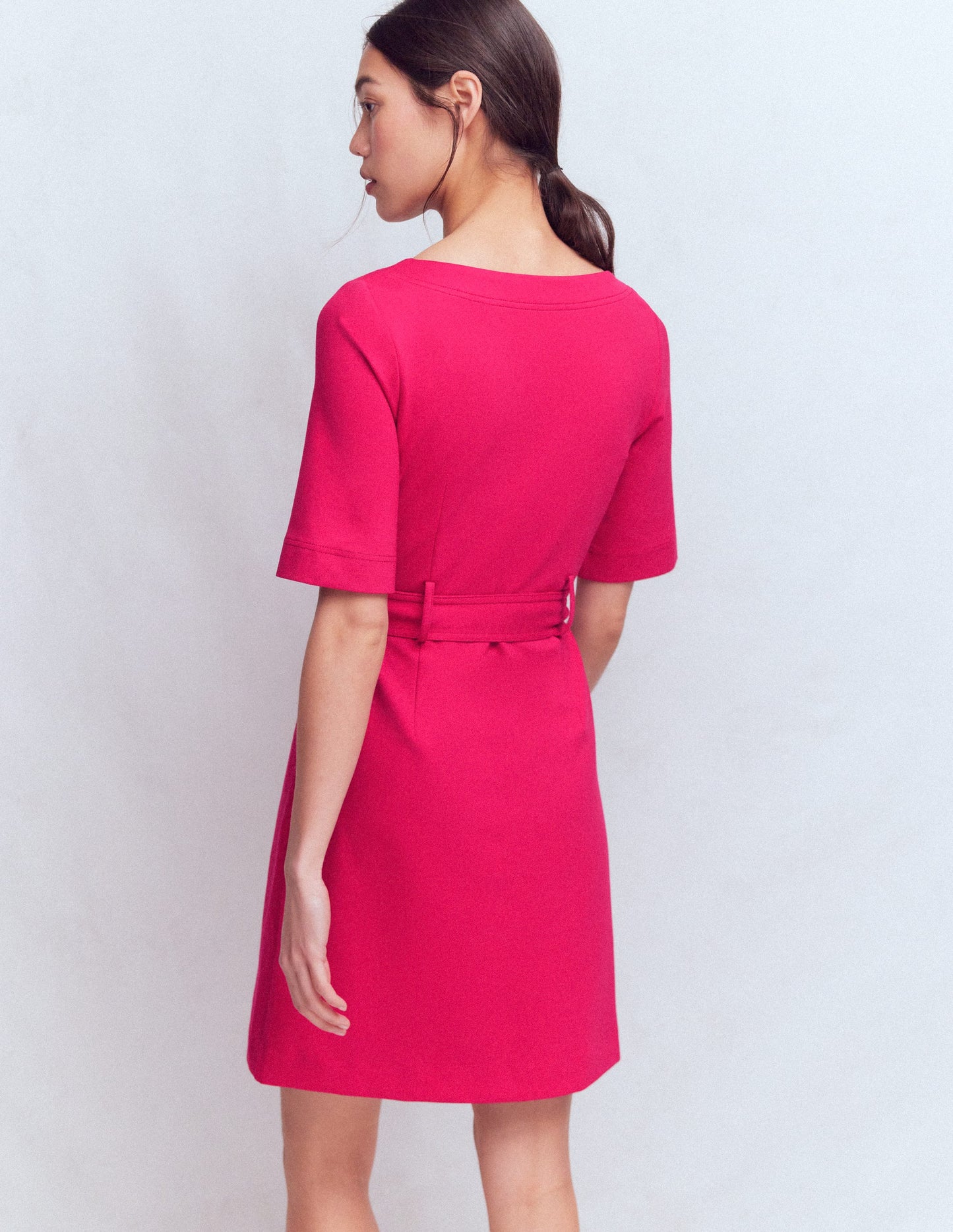 Bria Ponte Shift Dress-Pomegranate
