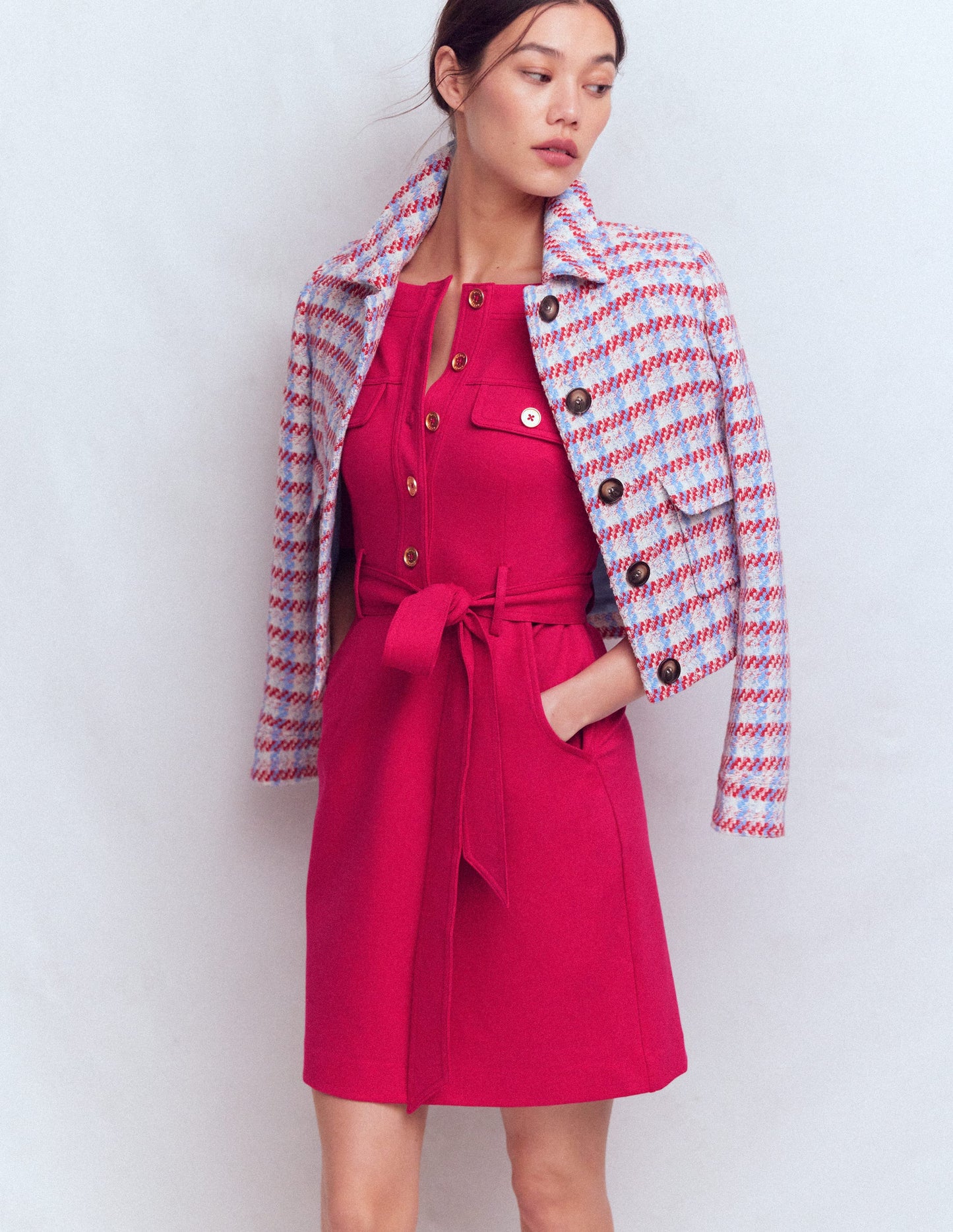 Bria Ponte Shift Dress-Pomegranate