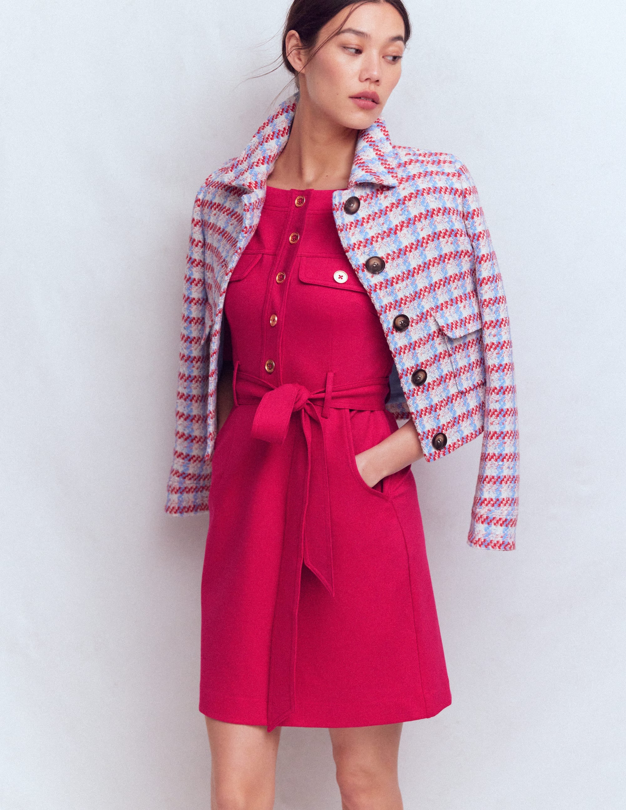Bria Ponte Shift Dress-Pomegranate - Image 4