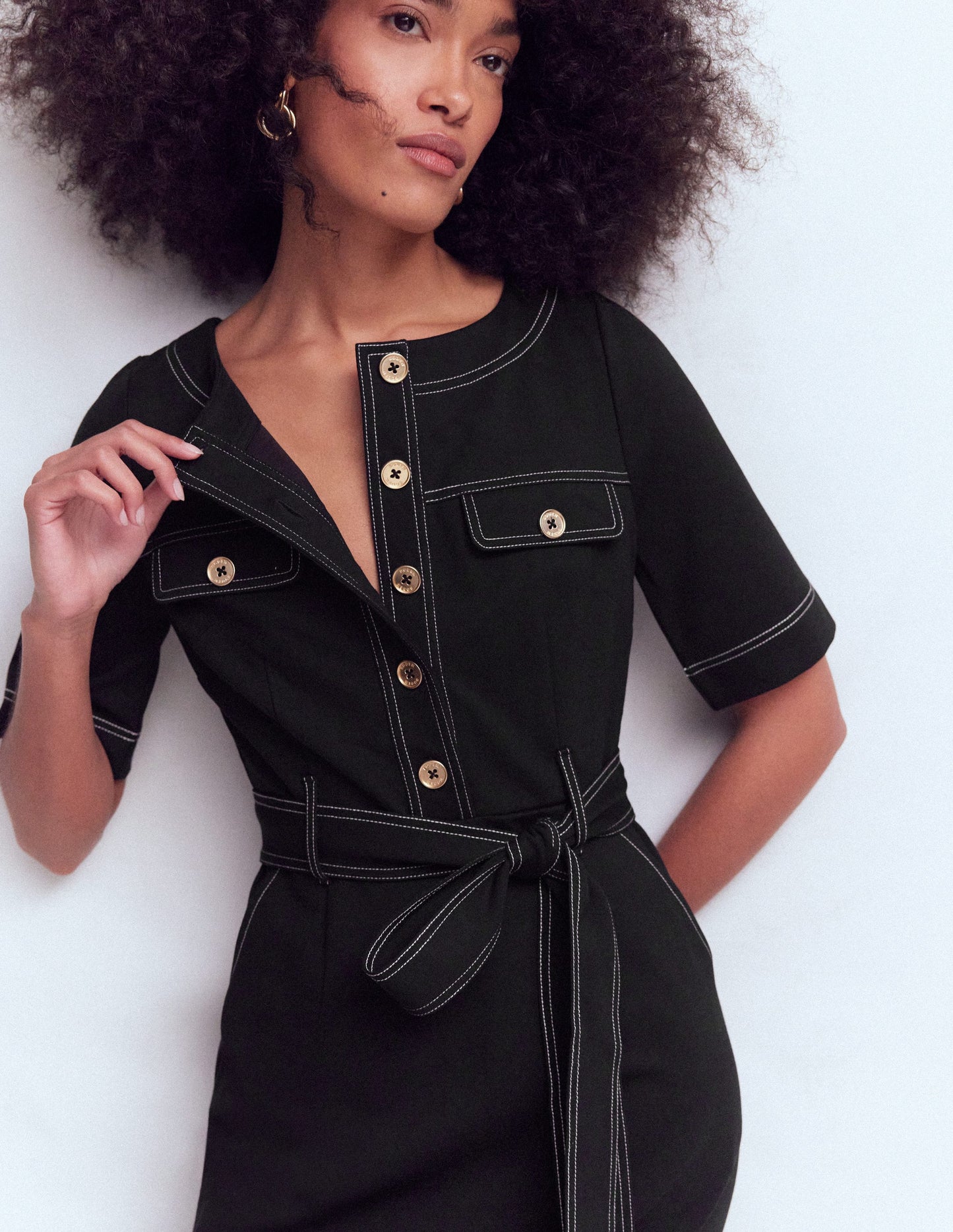 Bria Ponte Midi Dress-Black