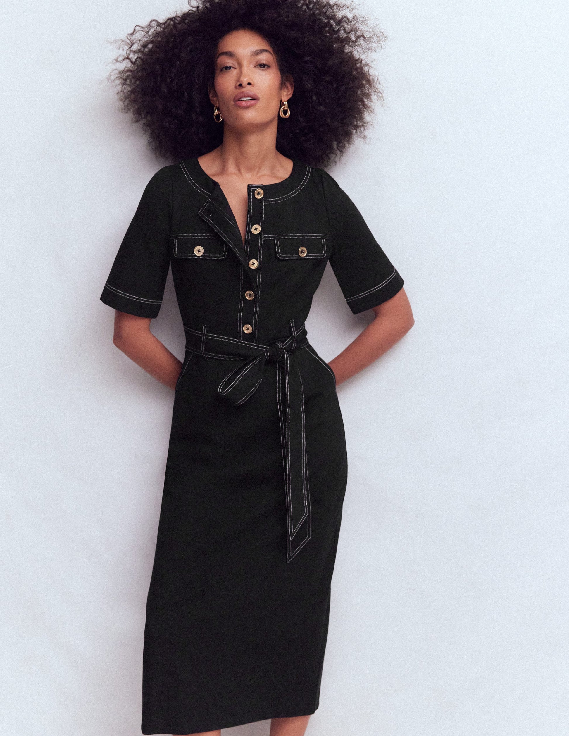 Bria Ponte Midi Dress-Black-4