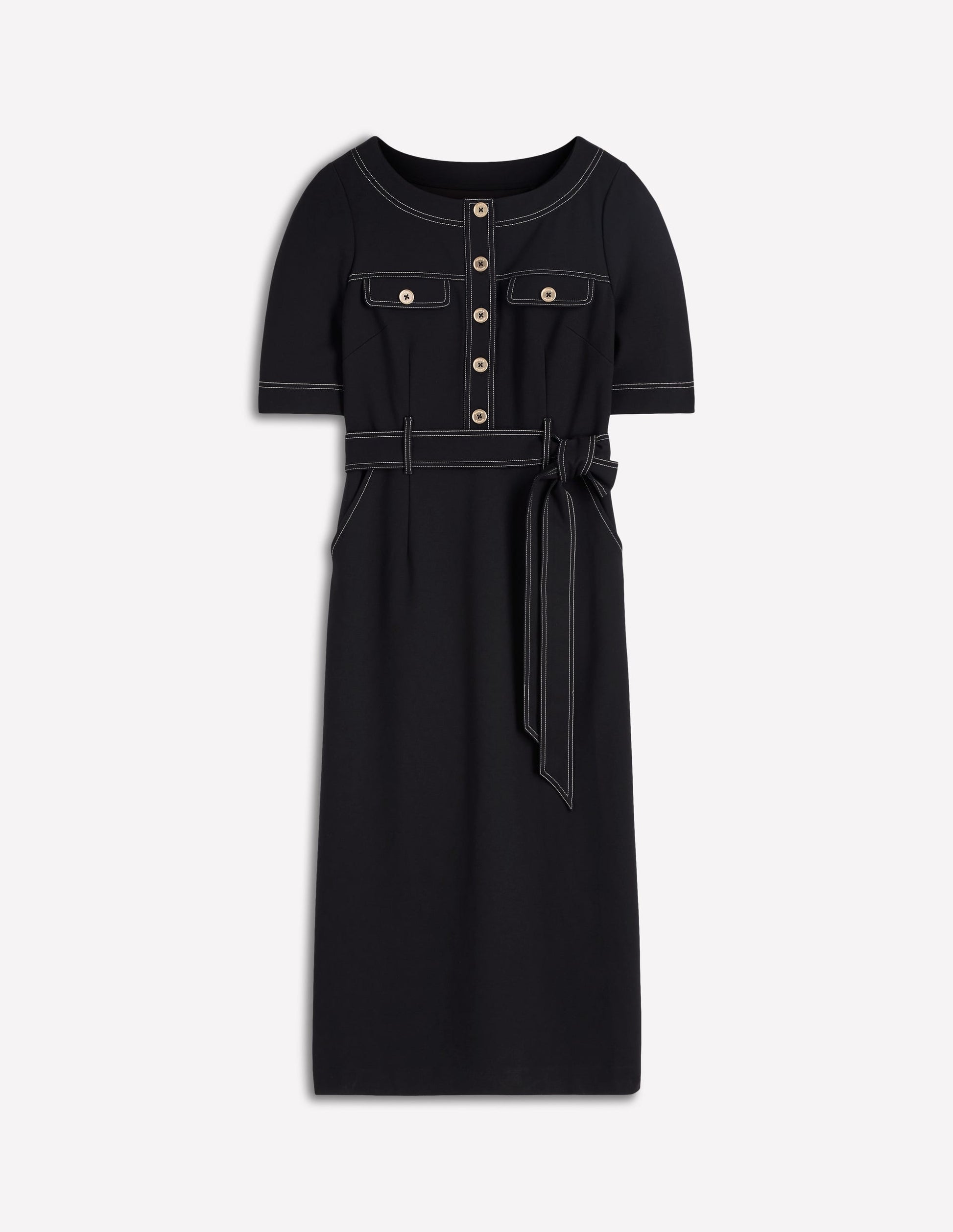 Bria Ponte Midi Dress-Black-5