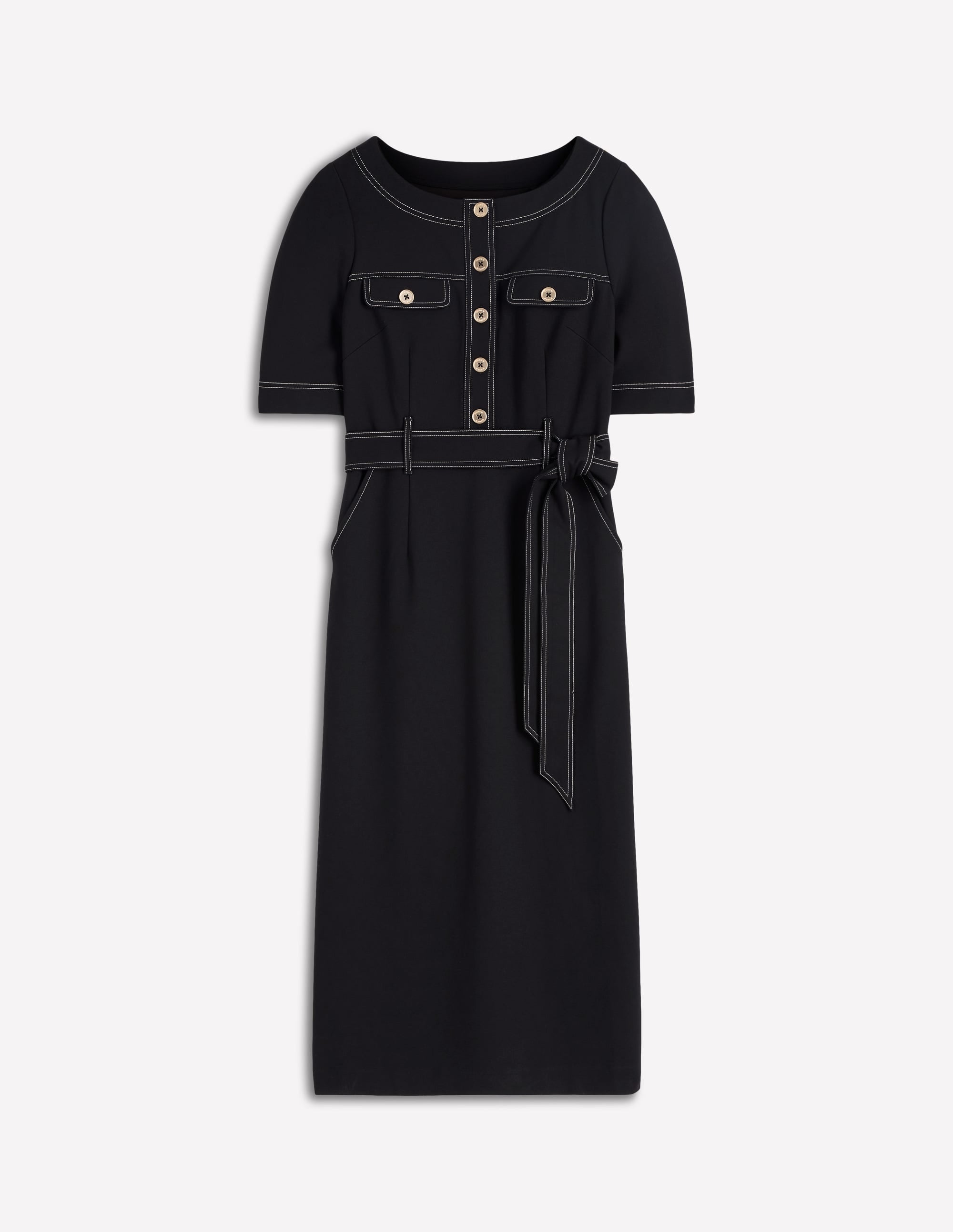 Bria Ponte Midi Dress-Black - Image 5
