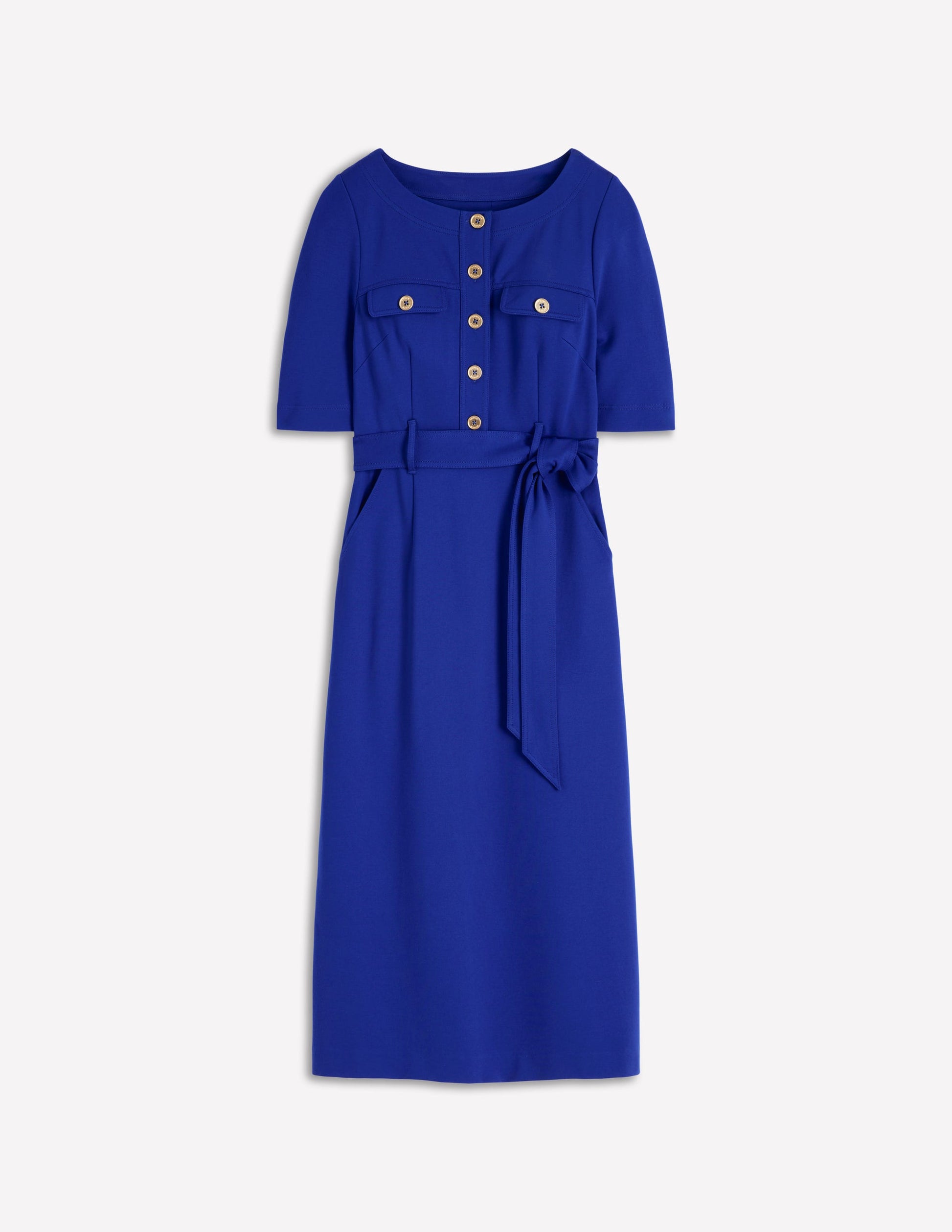 Bria Ponte Midi Dress-Bright Blue-5