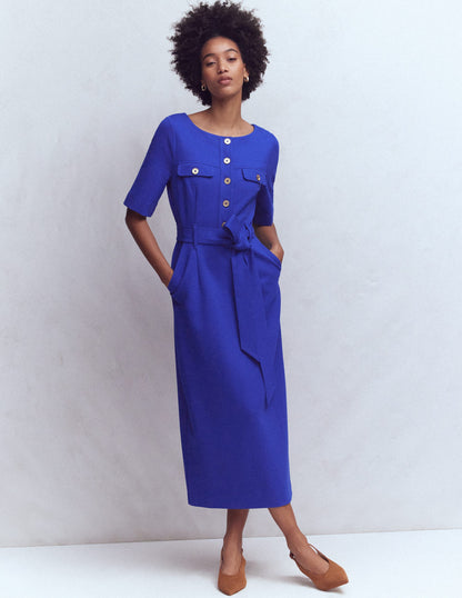 Bria Ponte Midi Dress-Bright Blue-1