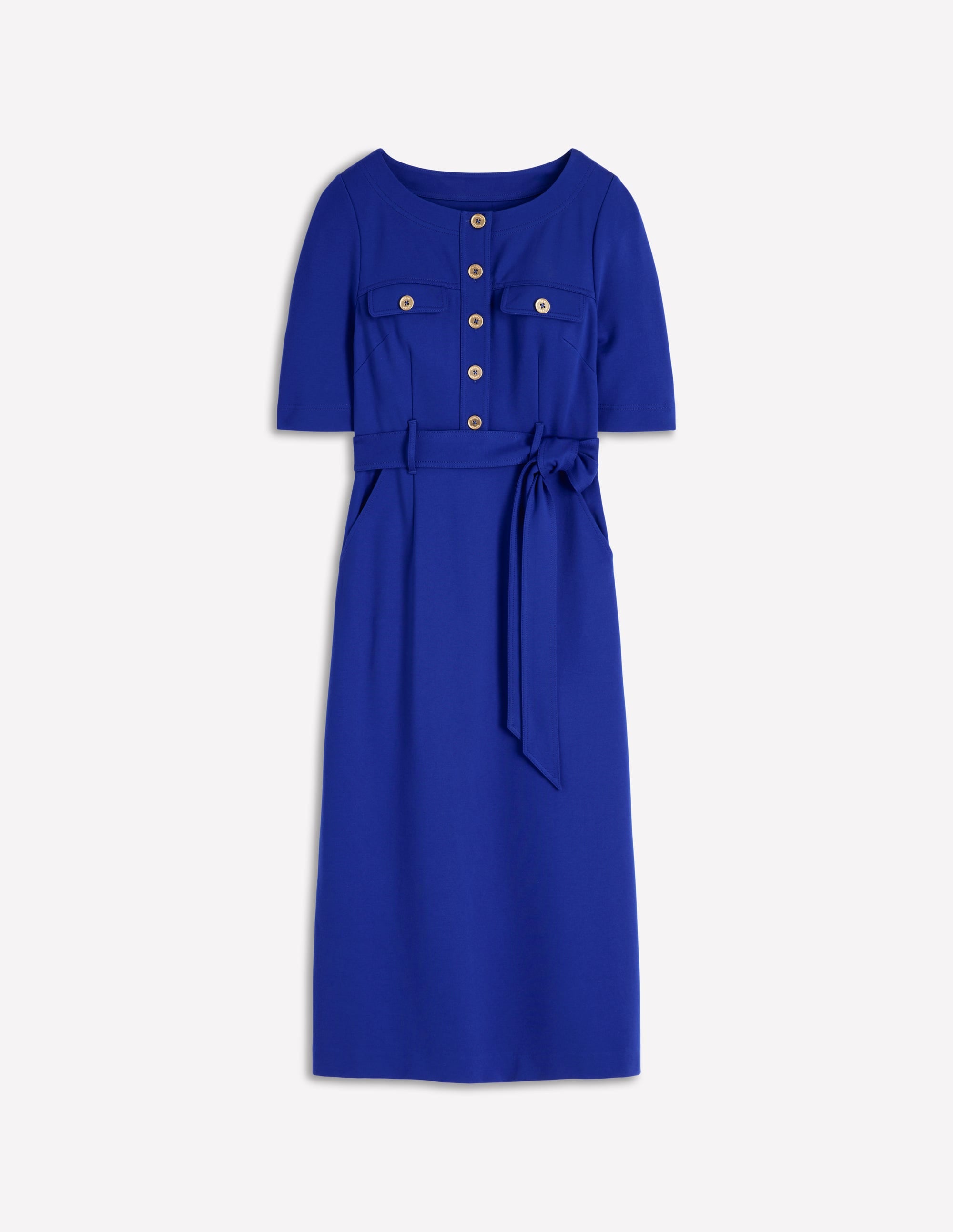 Bria Ponte Midi Dress-Bright Blue - Image 5