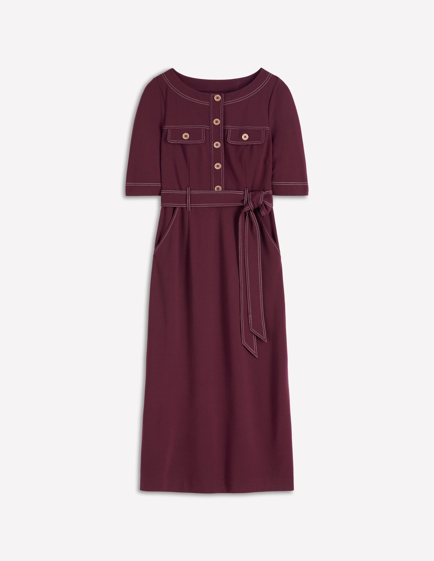 Bria Ponte Midi Dress-Deep Wisteria