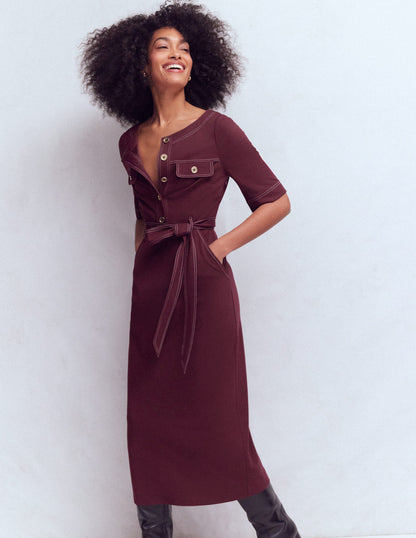 Bria Ponte Midi Dress-Deep Wisteria-2