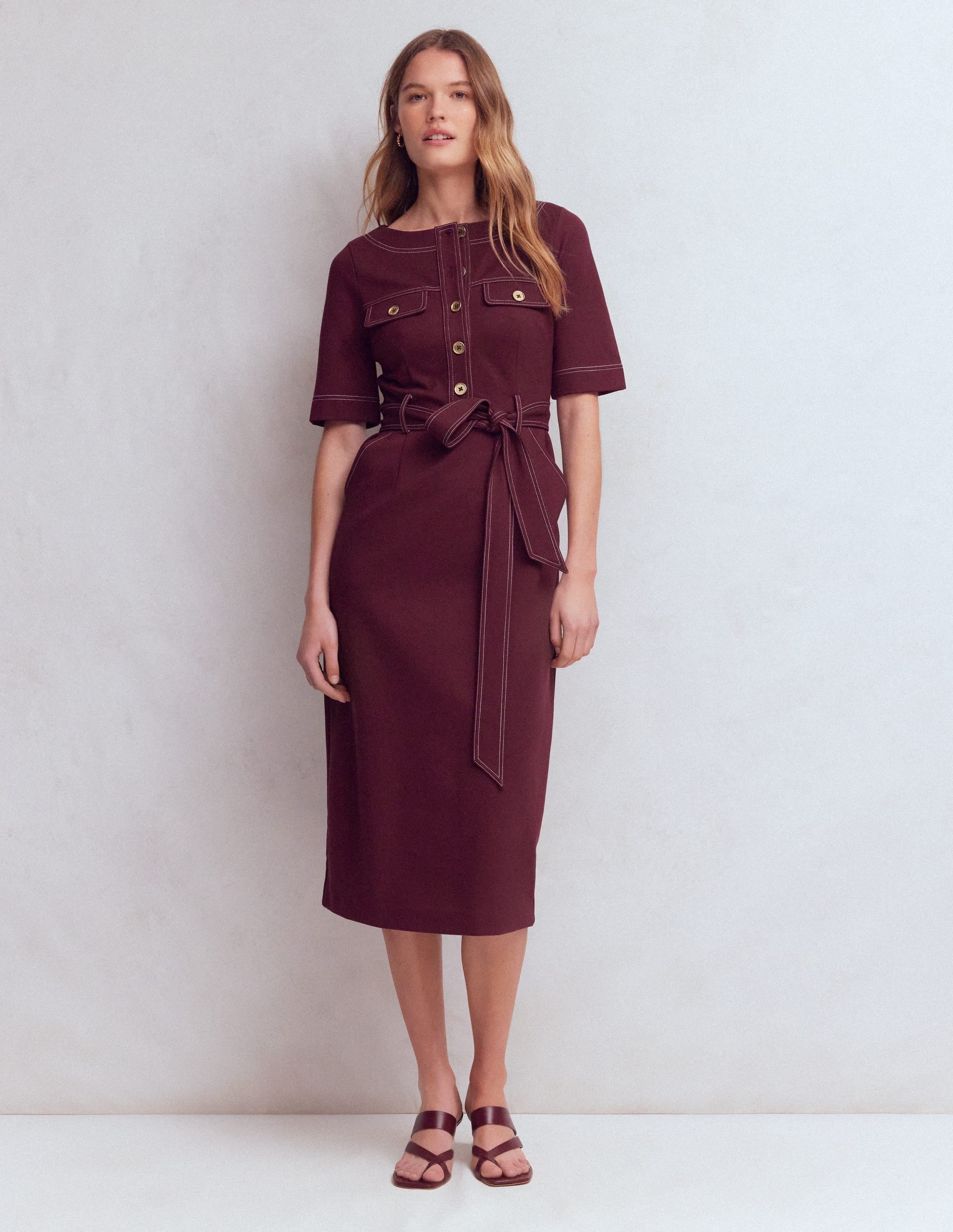 Bria Ponte Midi Dress-Deep Wisteria - Image 1