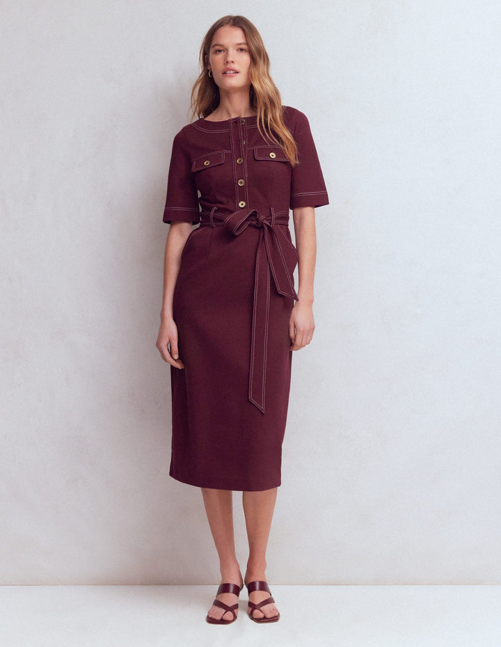 Bria Ponte Midi Dress-Deep Wisteria