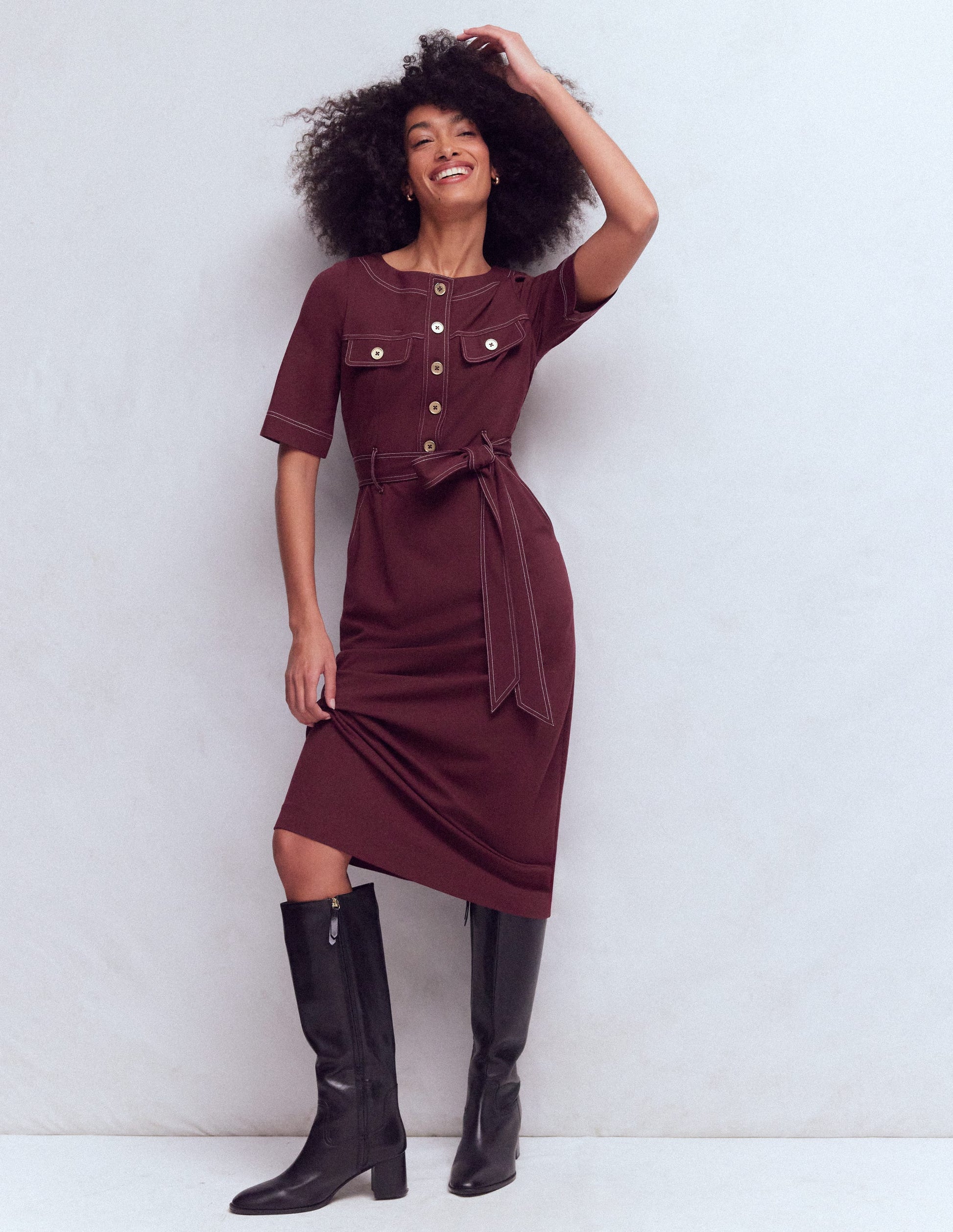 Bria Ponte Midi Dress-Deep Wisteria-1