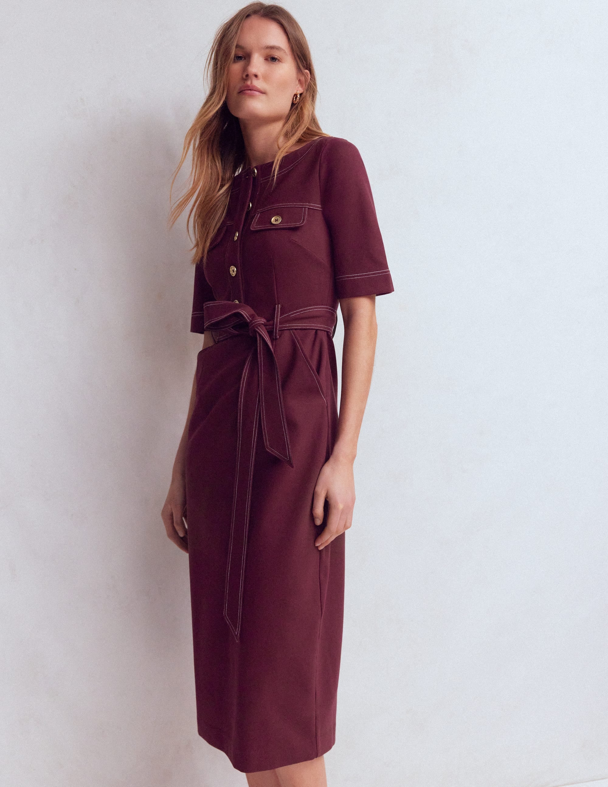 Bria Ponte Midi Dress-Deep Wisteria - Image 4