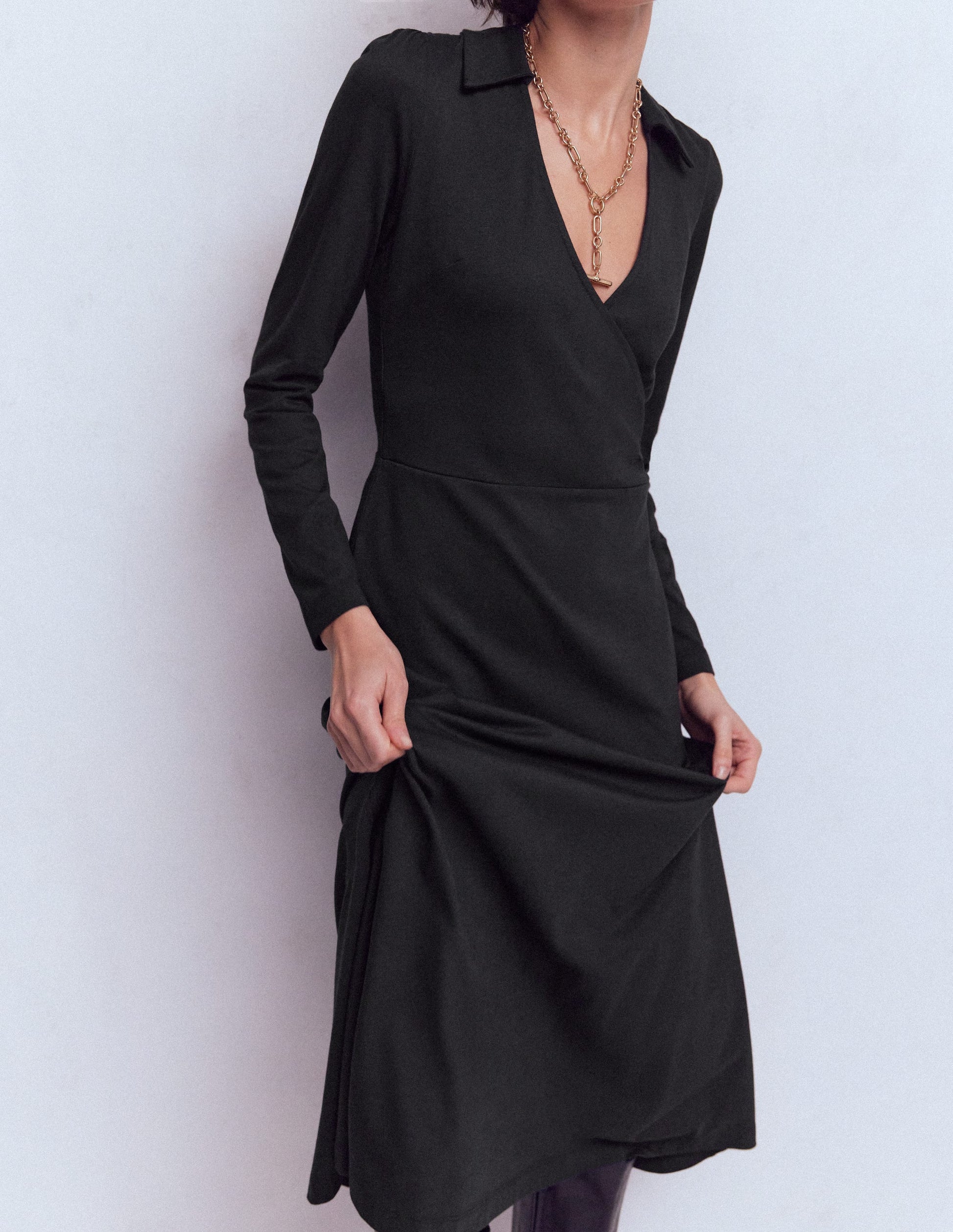 Carla Jersey Wrap Dress-Black-2