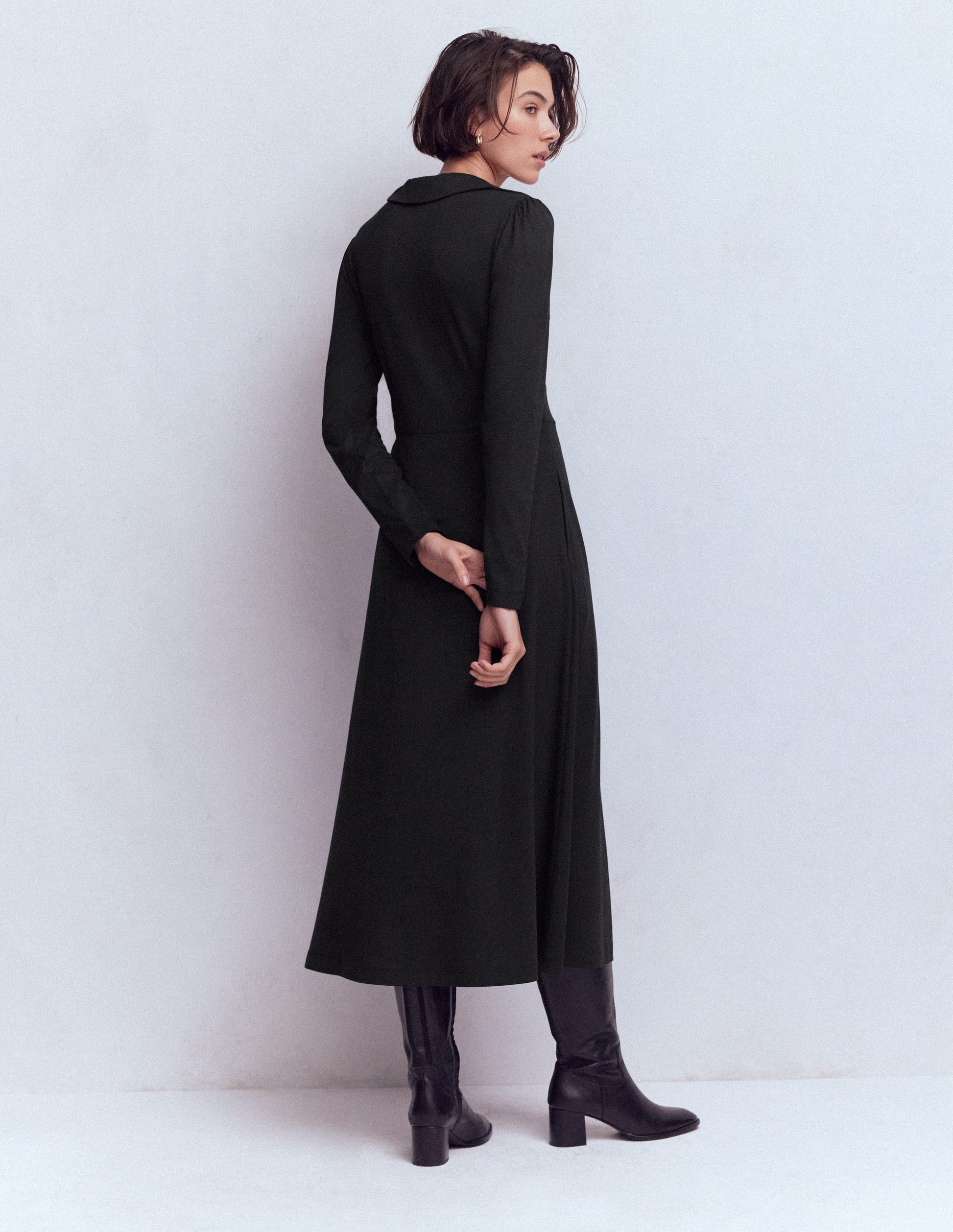 Carla Jersey Wrap Dress-Black-3