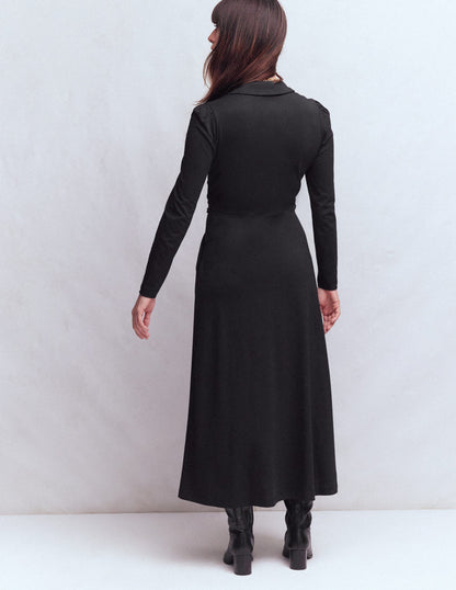 Carla Jersey Wrap Dress-Black-3