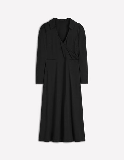 Carla Jersey Wrap Dress-Black-5