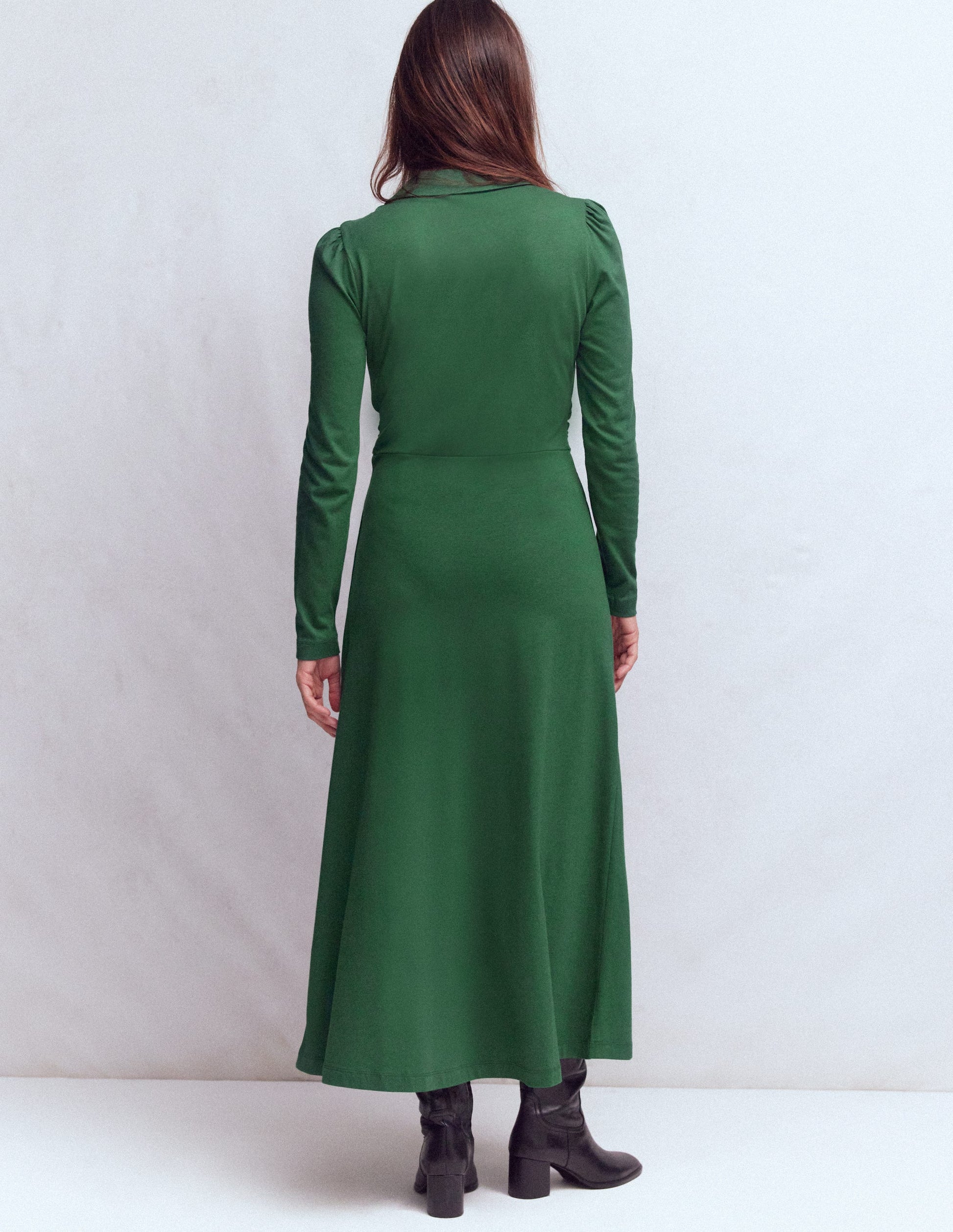 Carla Jersey Wrap Dress-Hunter Green-3