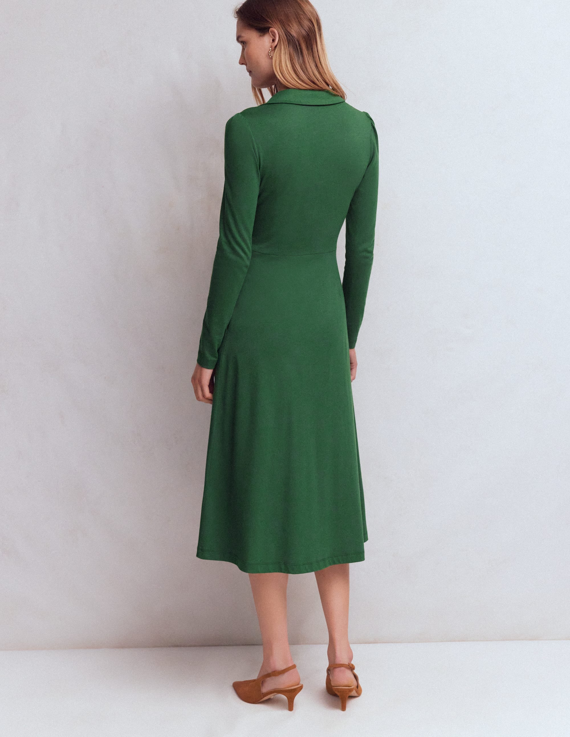 Carla Jersey Wrap Dress-Hunter Green - Image 3
