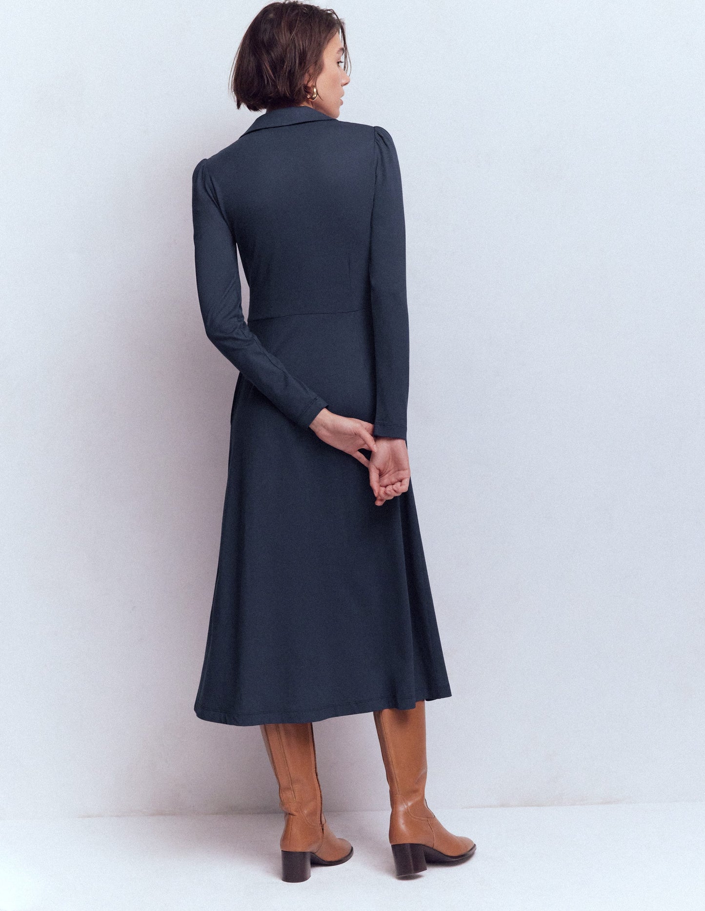 Carla Jersey Wrap Dress-Navy