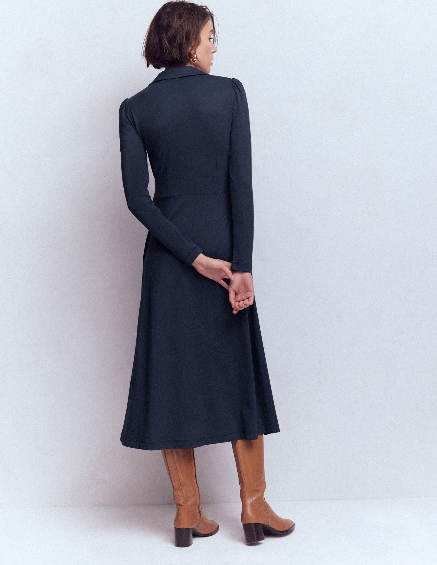 Carla Jersey Wrap Dress-Navy