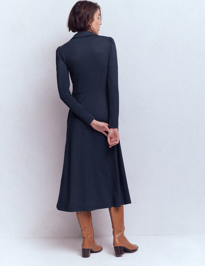Carla Jersey Wrap Dress-Navy-3