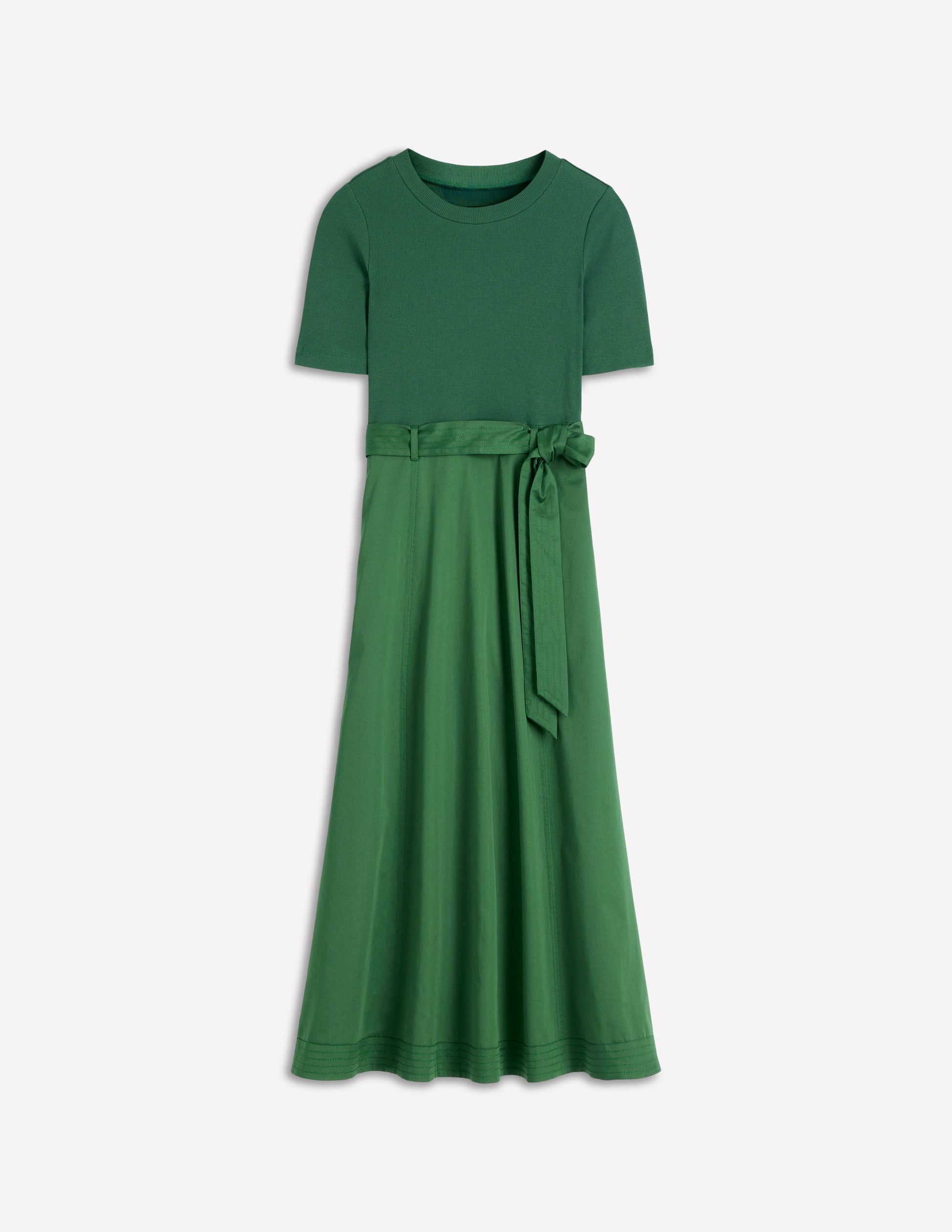 Crew Neck Mix Media Dress-Promenade Green-5