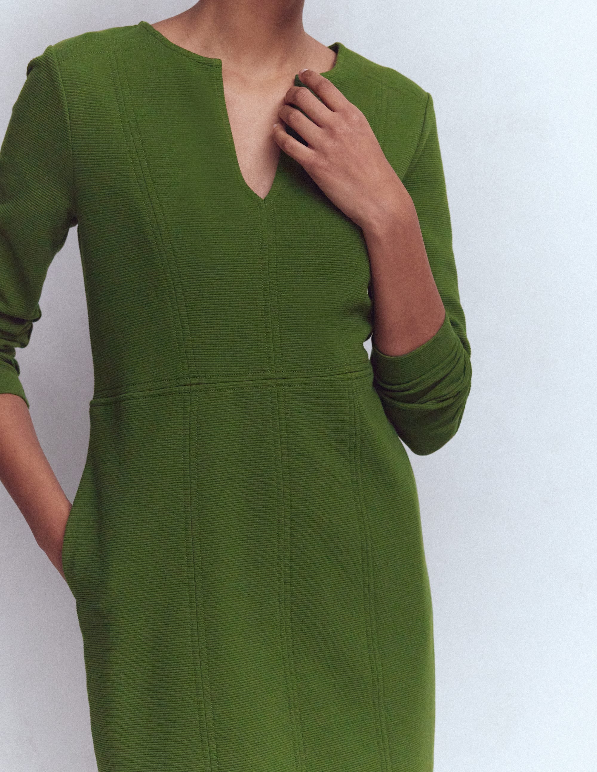 Colette Ottoman Shift Dress-Green Fir - Image 2